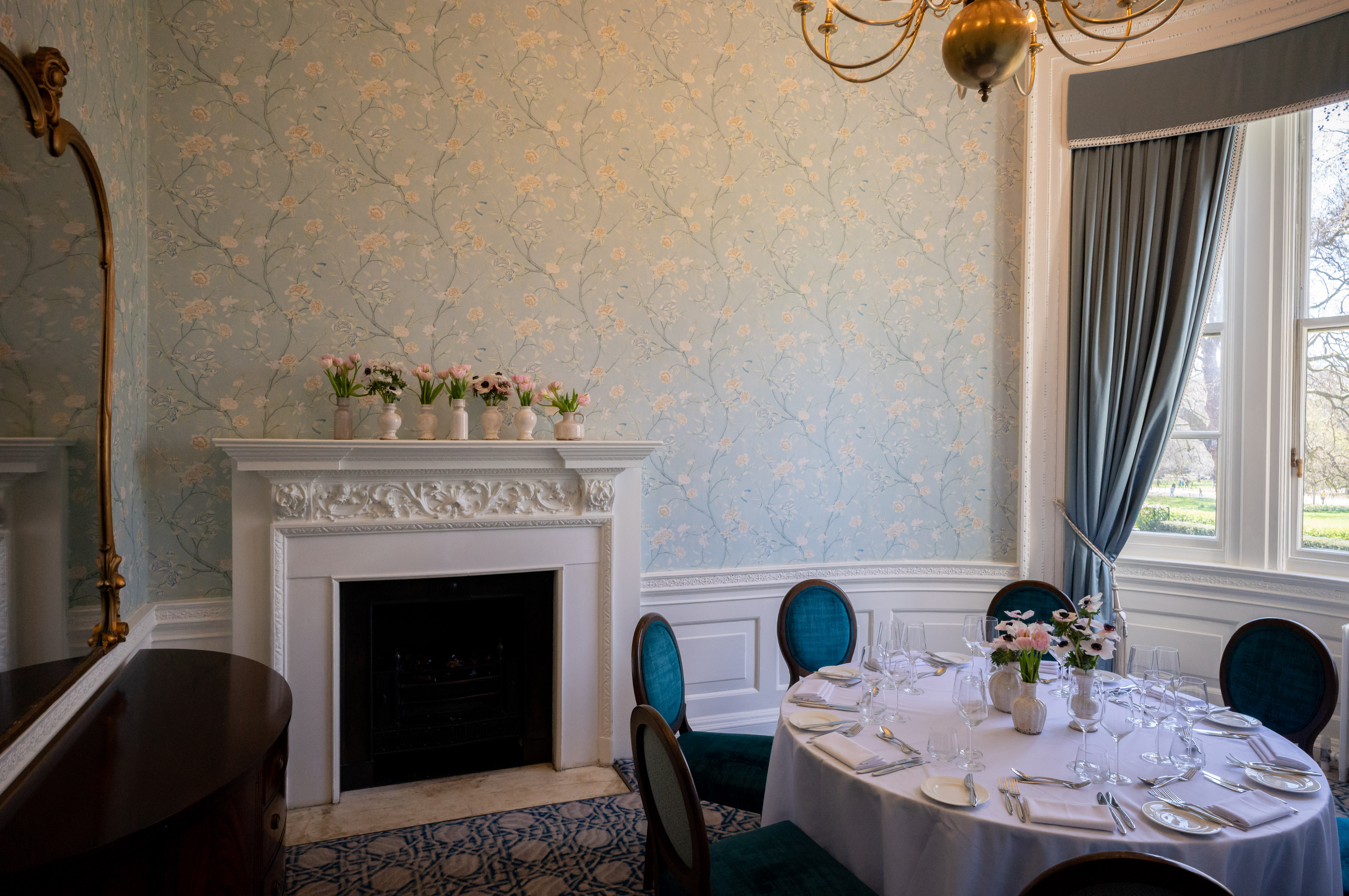 Elegant dining room at Six Park Place, ideal for intimate gatherings and meetings.