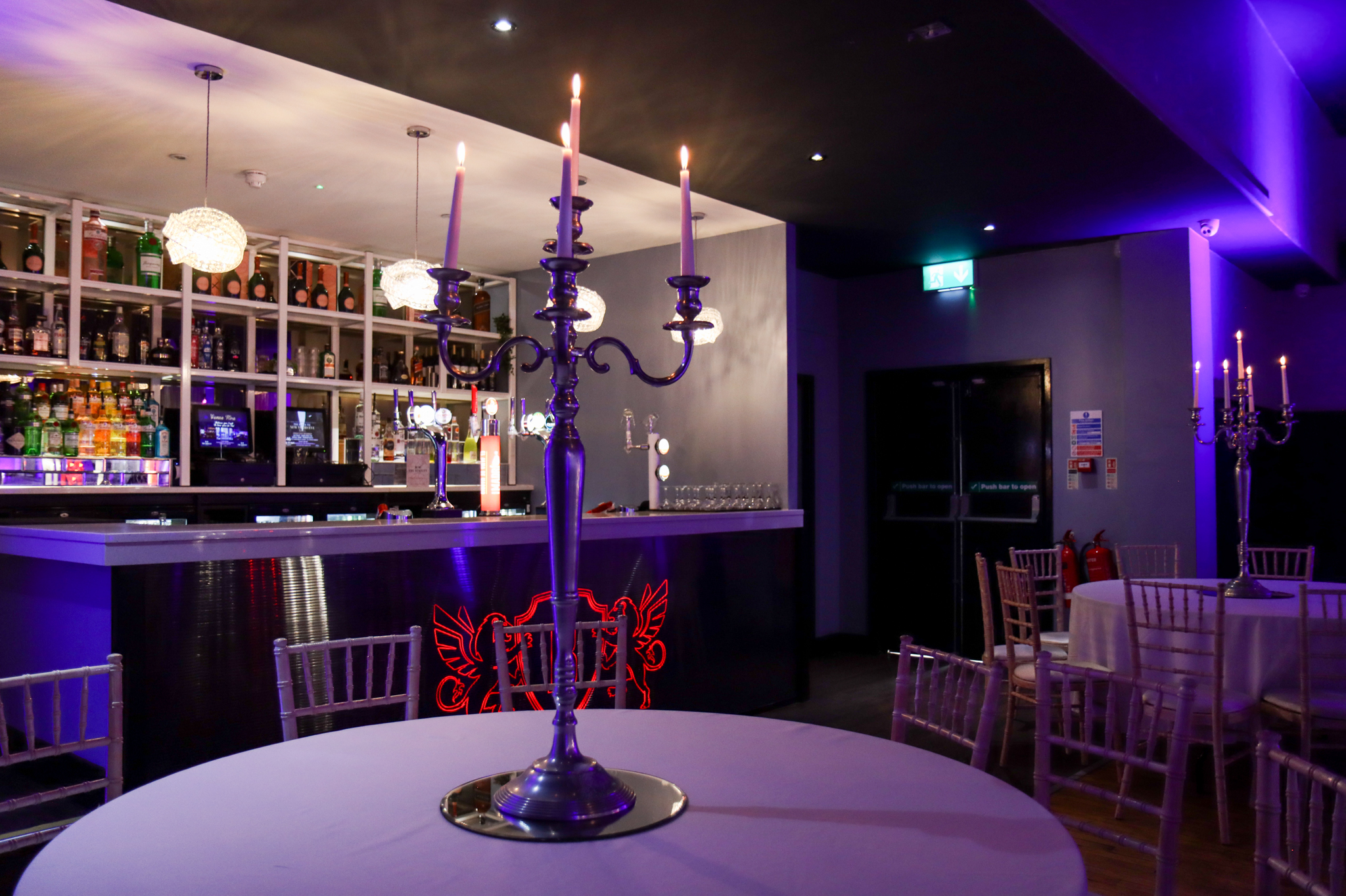 Port of Liverpool Suite with elegant candelabra, perfect for corporate events and gatherings.