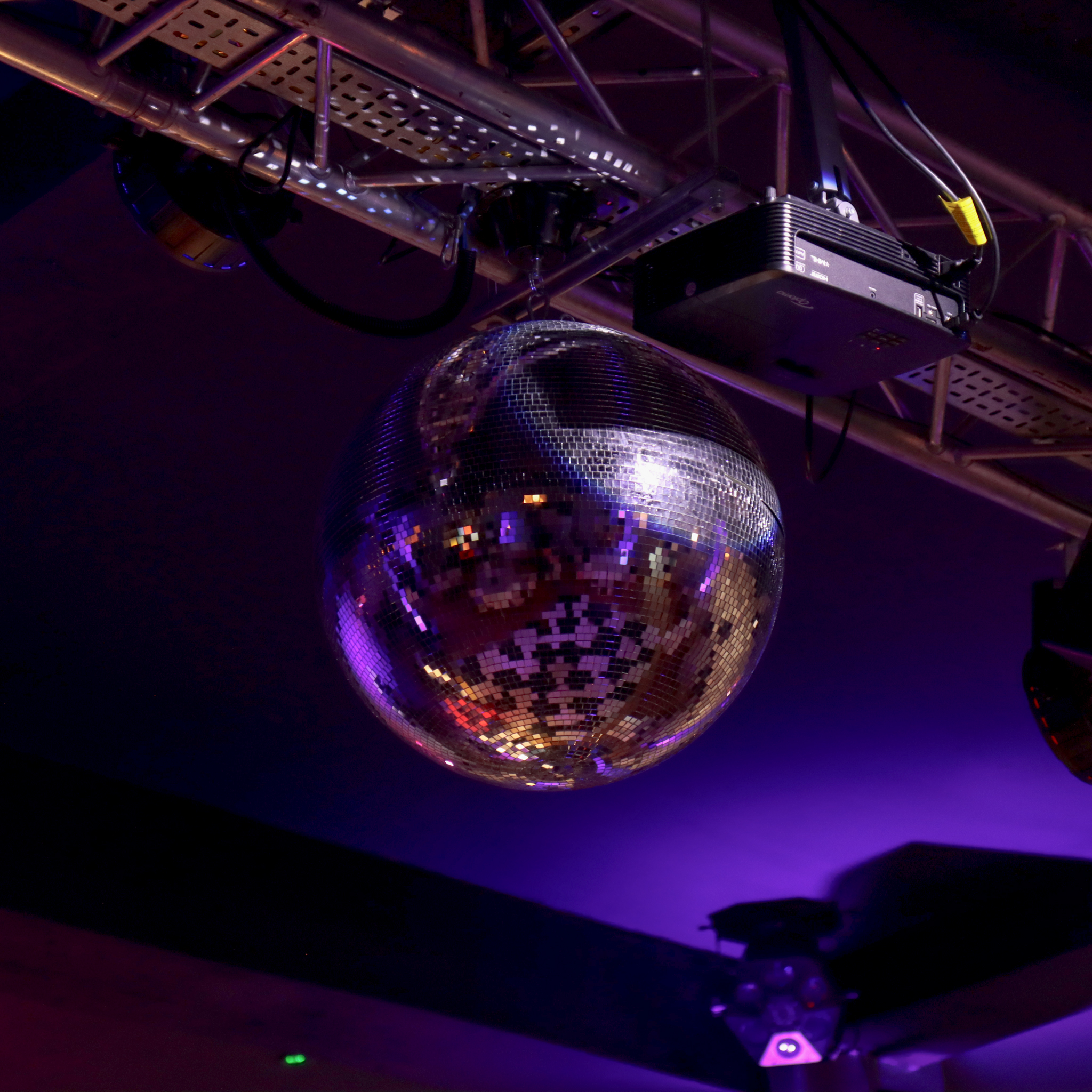 Port of Liverpool Suite with disco ball, ideal for events and celebrations.