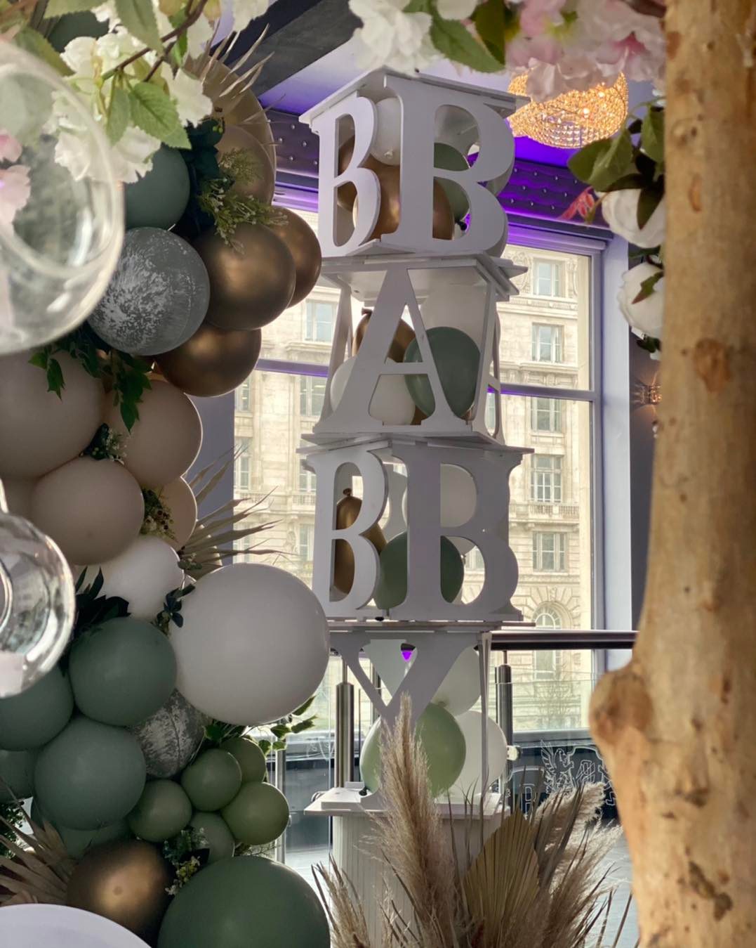 Cunard Suite at The Bentley with elegant balloon decor for events and celebrations.