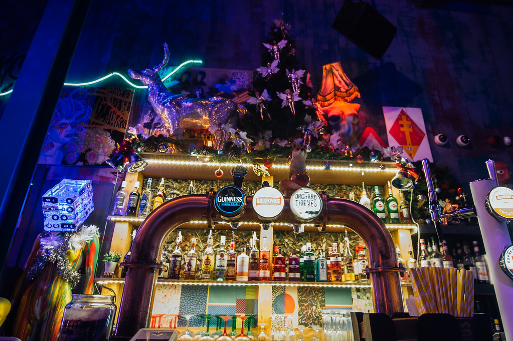 Vibrant bar setup in The Tank Room, perfect for networking and celebrations.