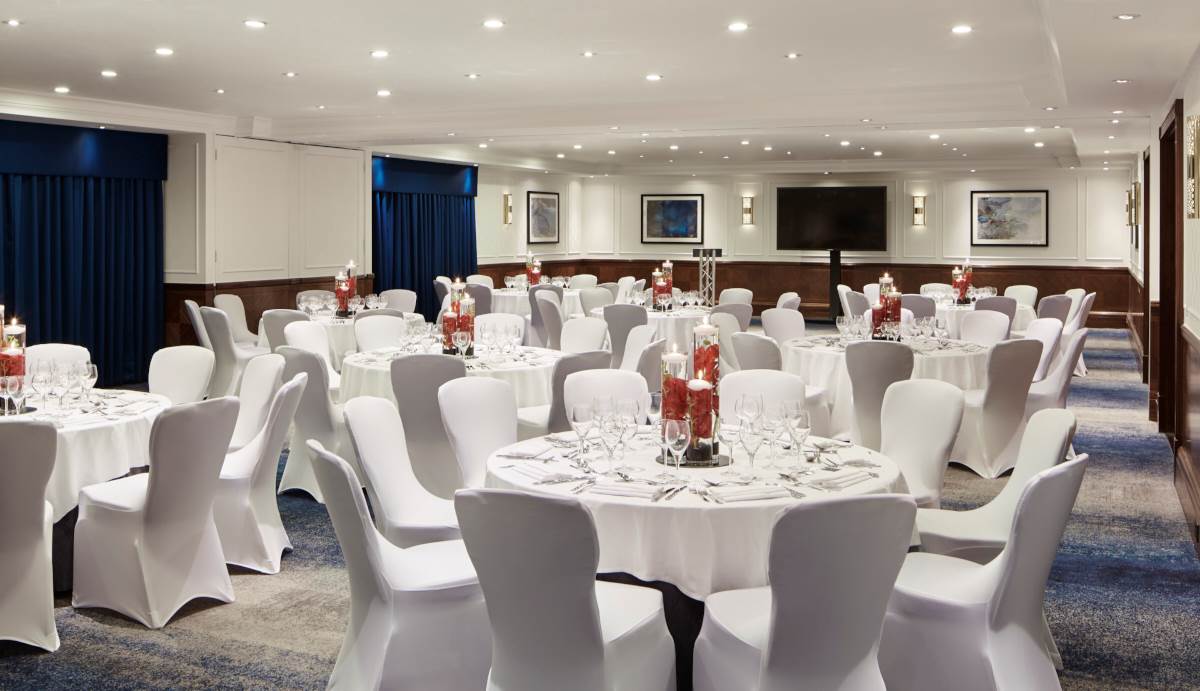 Westmacott Suite at London Marriott: elegant event space for corporate meetings and gatherings.