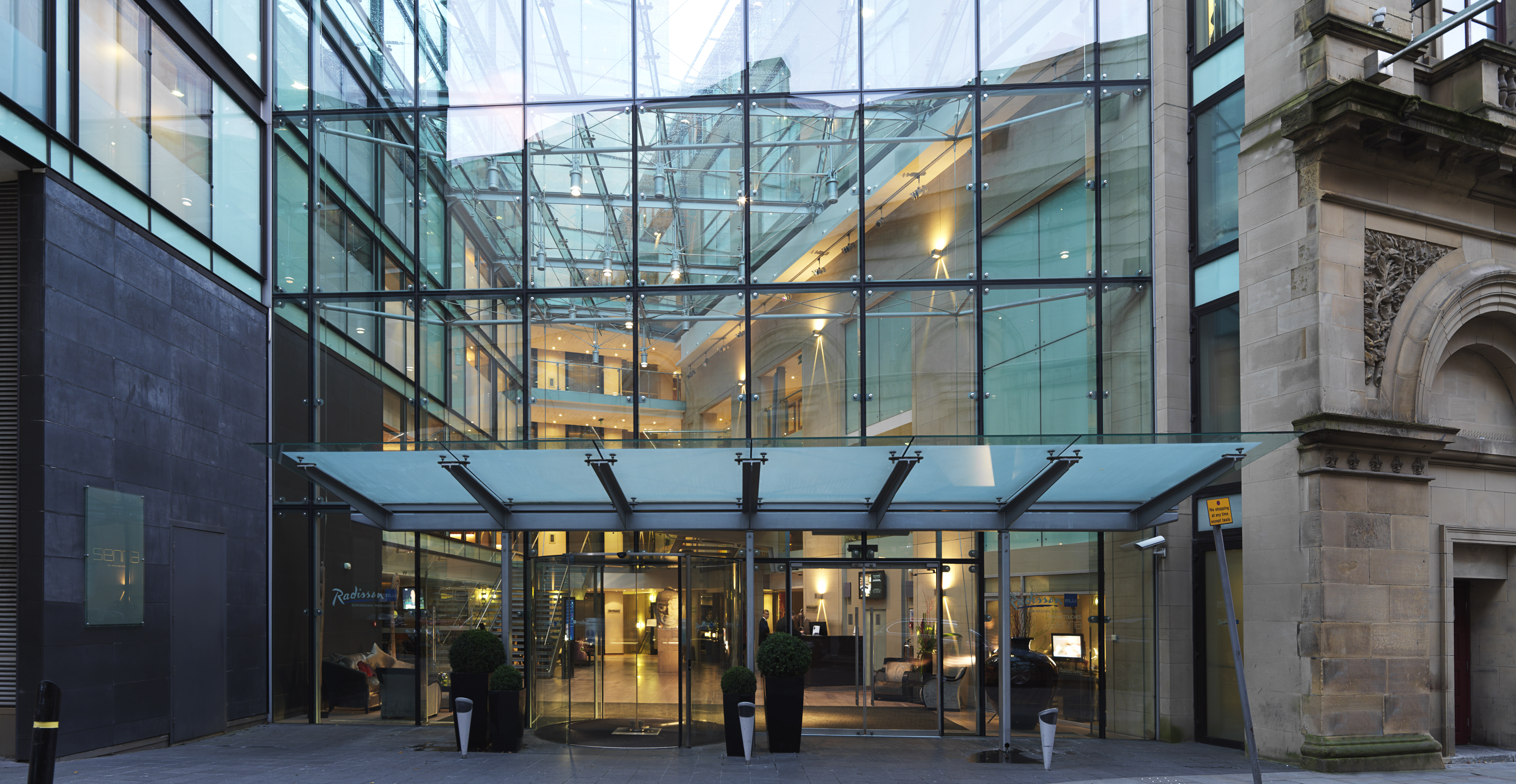 Modern glass-fronted venue at The Edwardian Manchester for conferences and events.