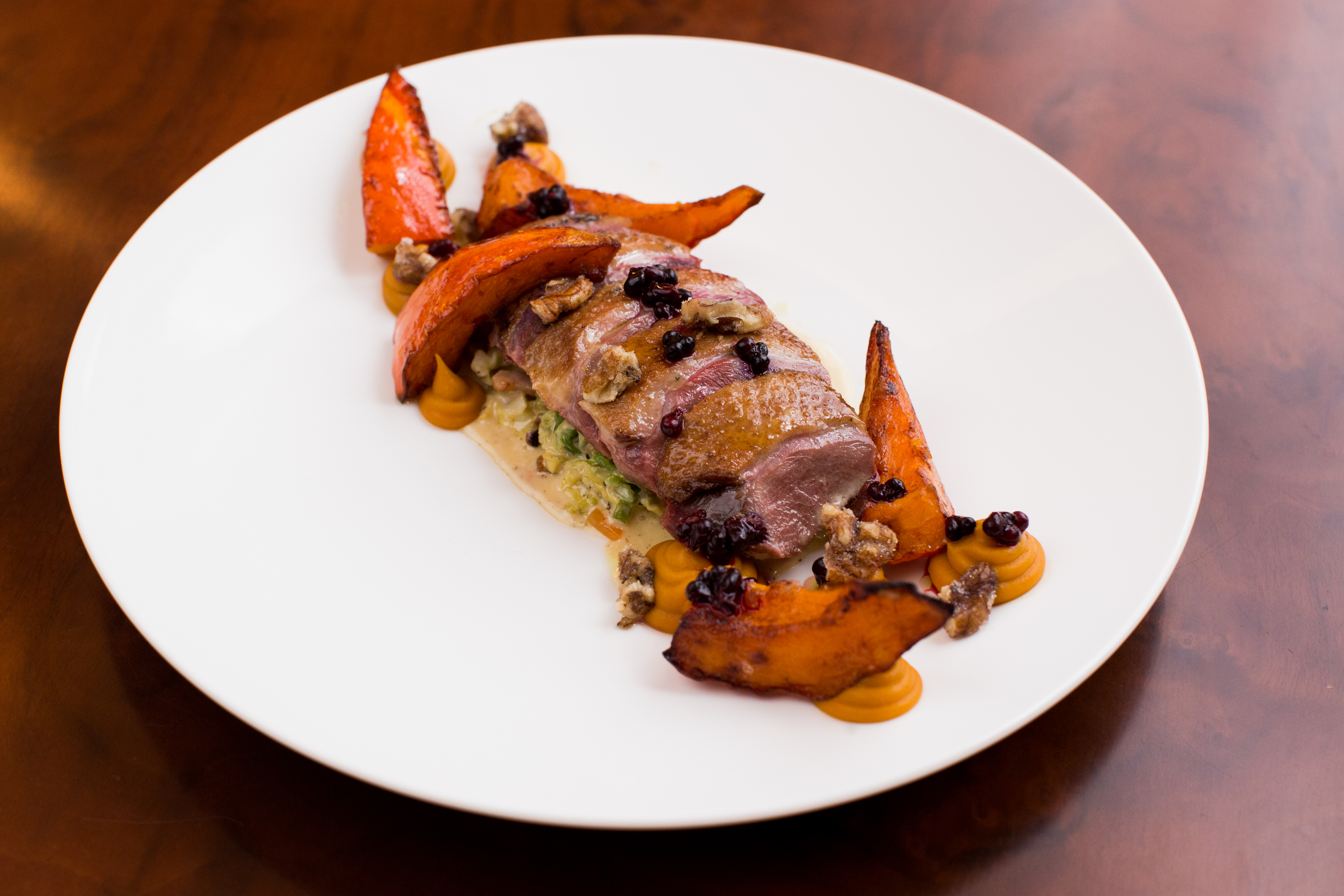 Elegant dish with succulent meat in The Argyll Room, perfect for fine dining events.