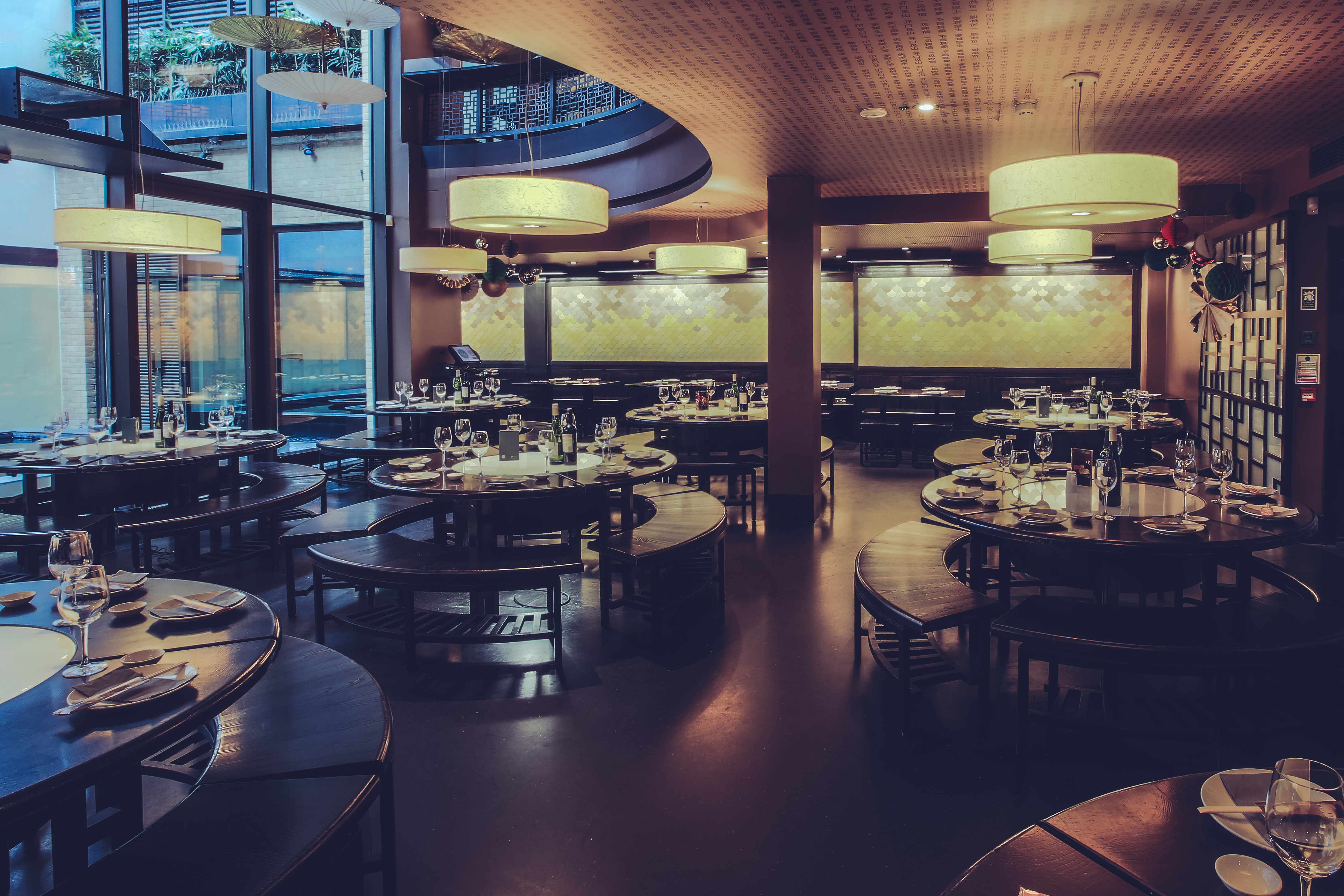 Modern dining space in Ping Pong Soho, ideal for corporate events and intimate gatherings.