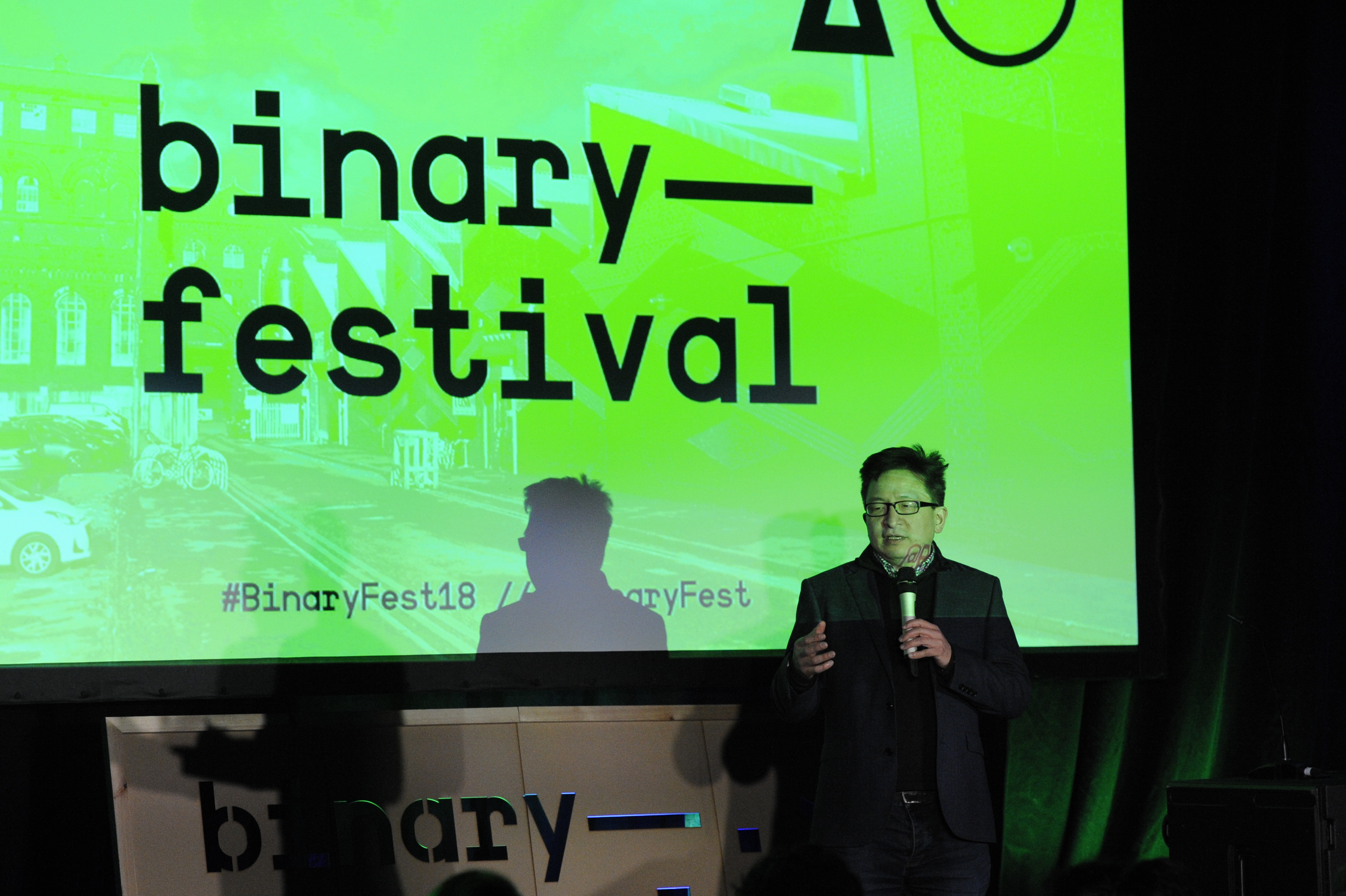 Eclipse Theatre speaker at binary festival event focused on technology and innovation.