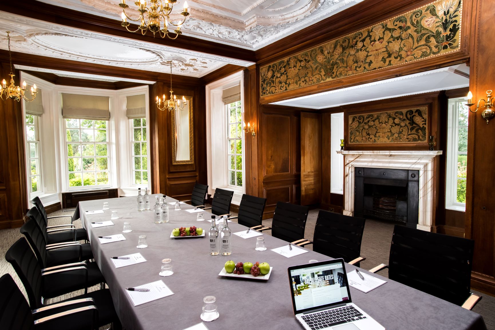 Sophisticated meeting room at Barnett Hill Hotel, ideal for executive meetings and events.