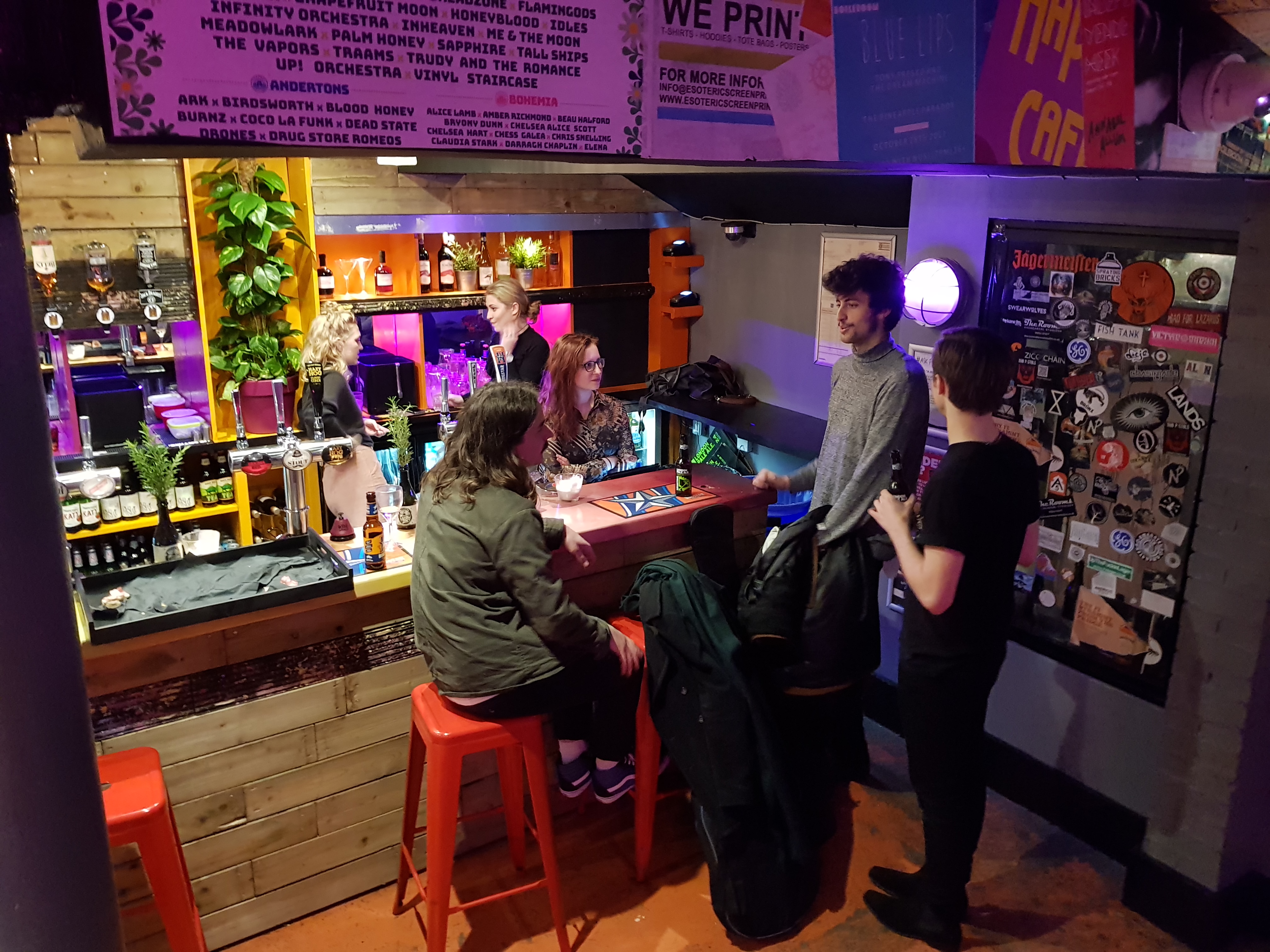 Vibrant bar setting in The Boileroom for informal networking events and gatherings.