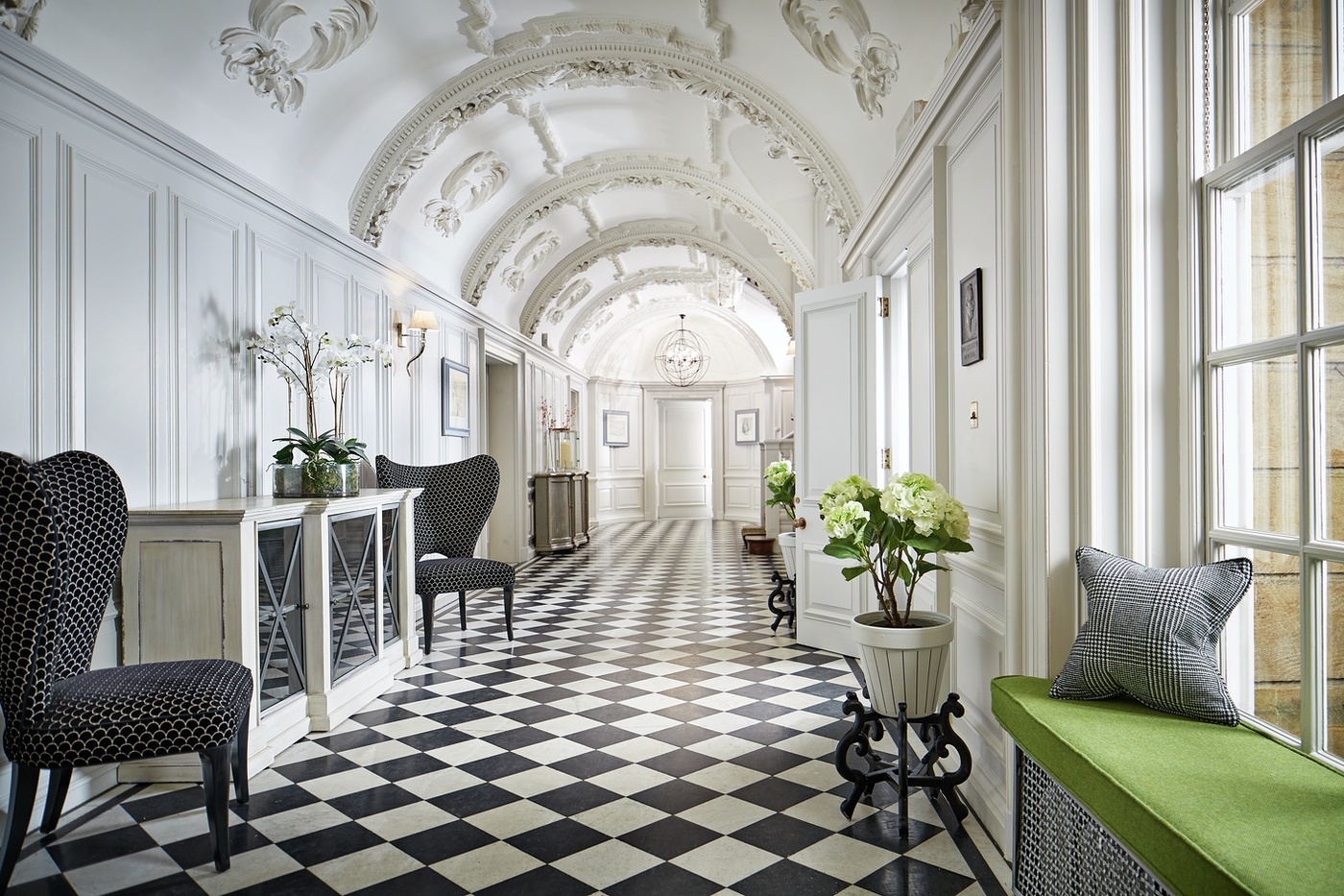 Elegant corridor at Barnett Hill Hotel, ideal for events and networking gatherings.