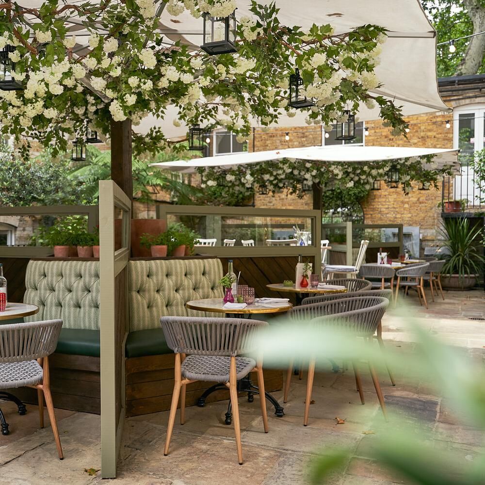 Outdoor dining space at Beaufort House Chelsea, perfect for intimate events and meetings.