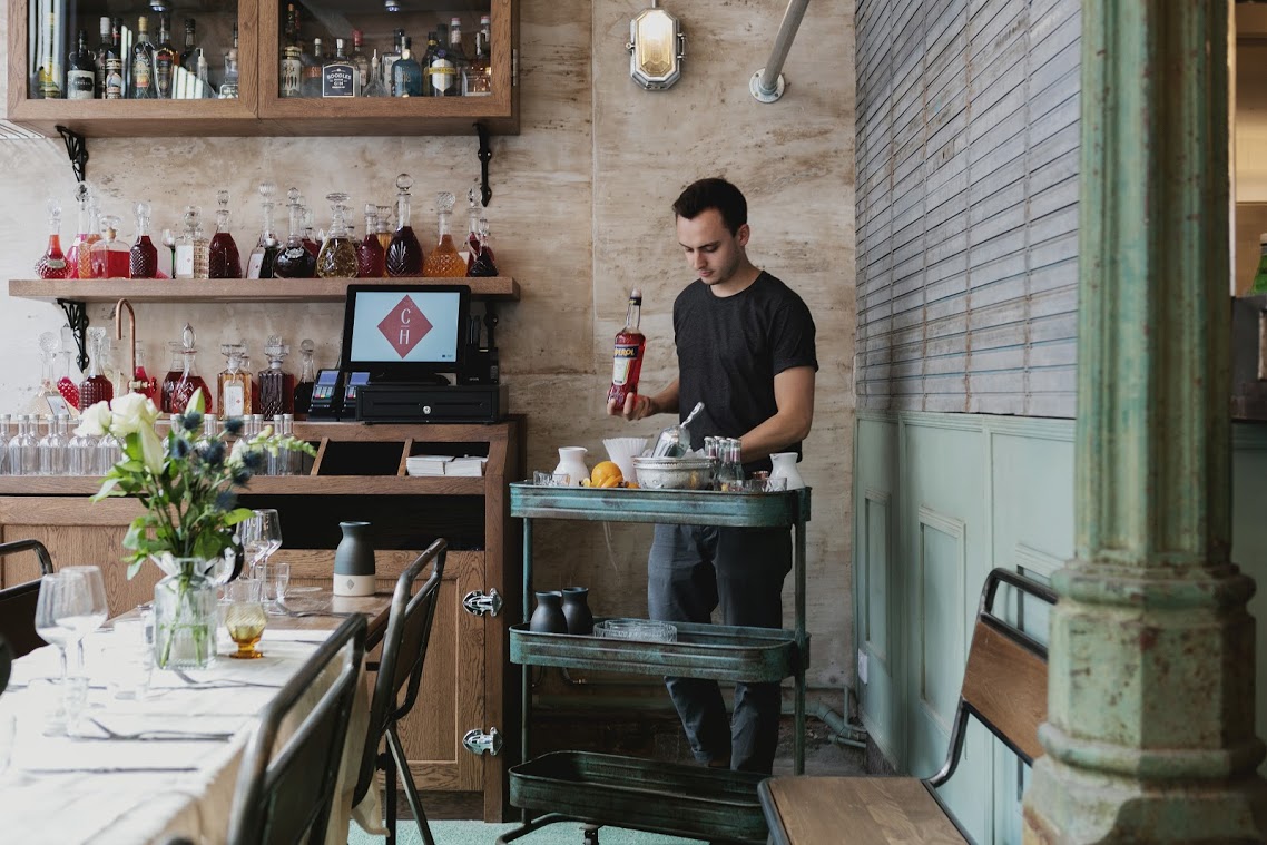 Bitters Bar beverage station in Canova Hall, perfect for events and gatherings.