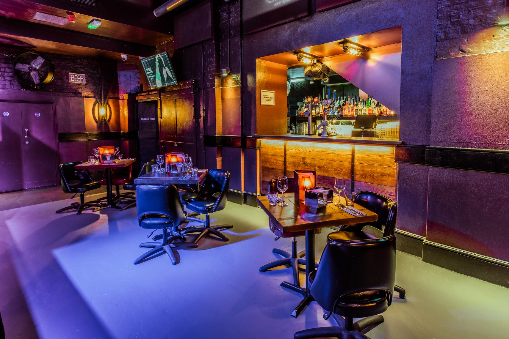 Stylish event space at The Piano Works Farringdon, ideal for networking and cocktail receptions.