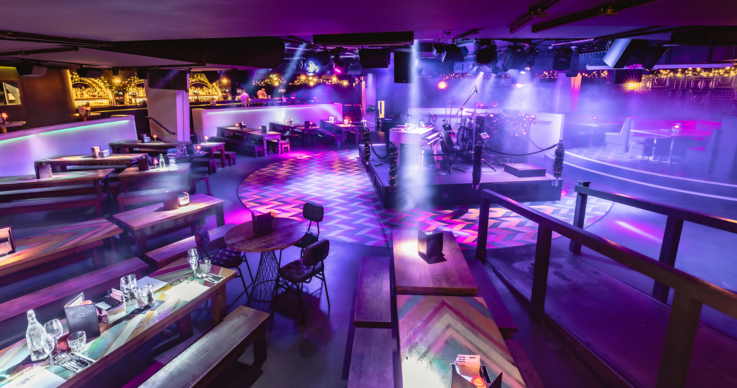 Vibrant event space at The Piano Works West End for live performances and parties.