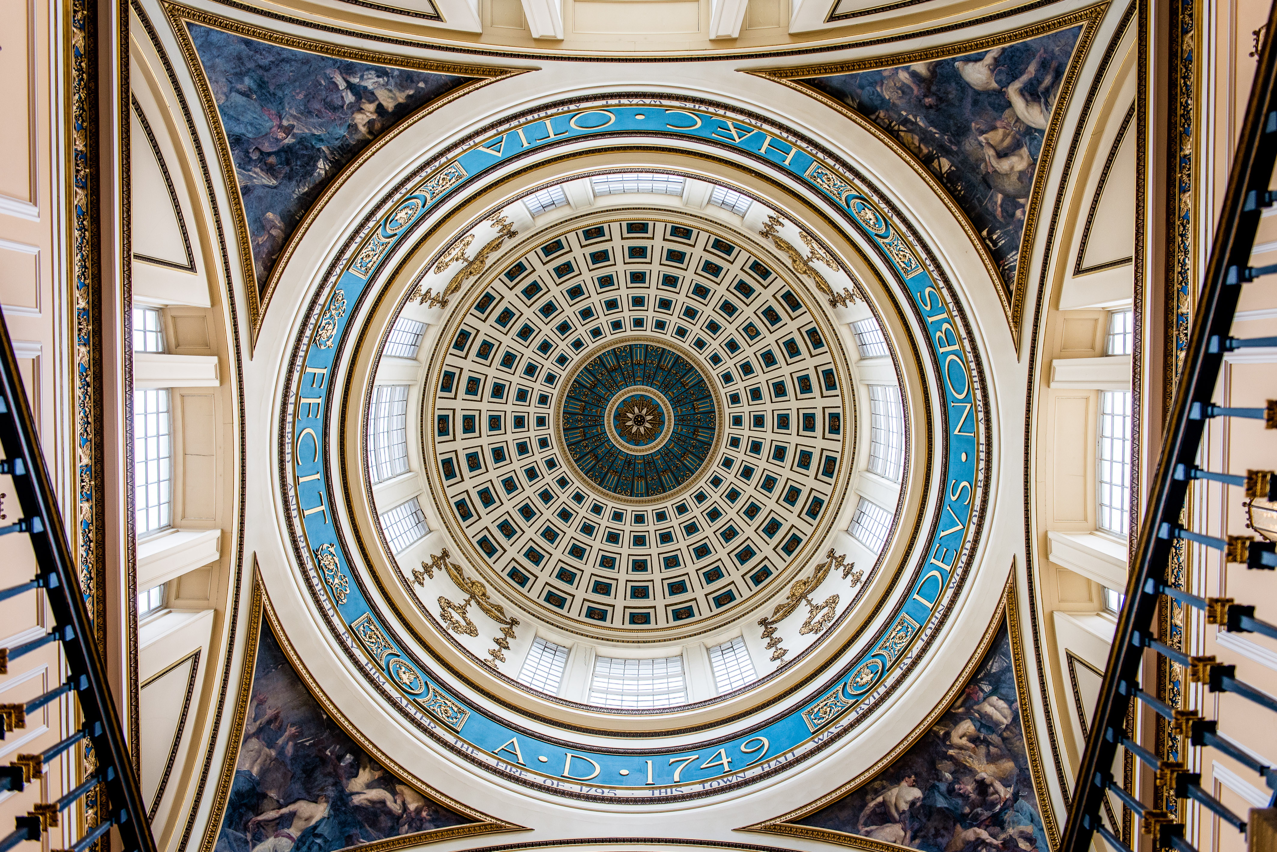 Main Ballroom in Liverpool Town Hall with stunning dome, ideal for events and conferences.