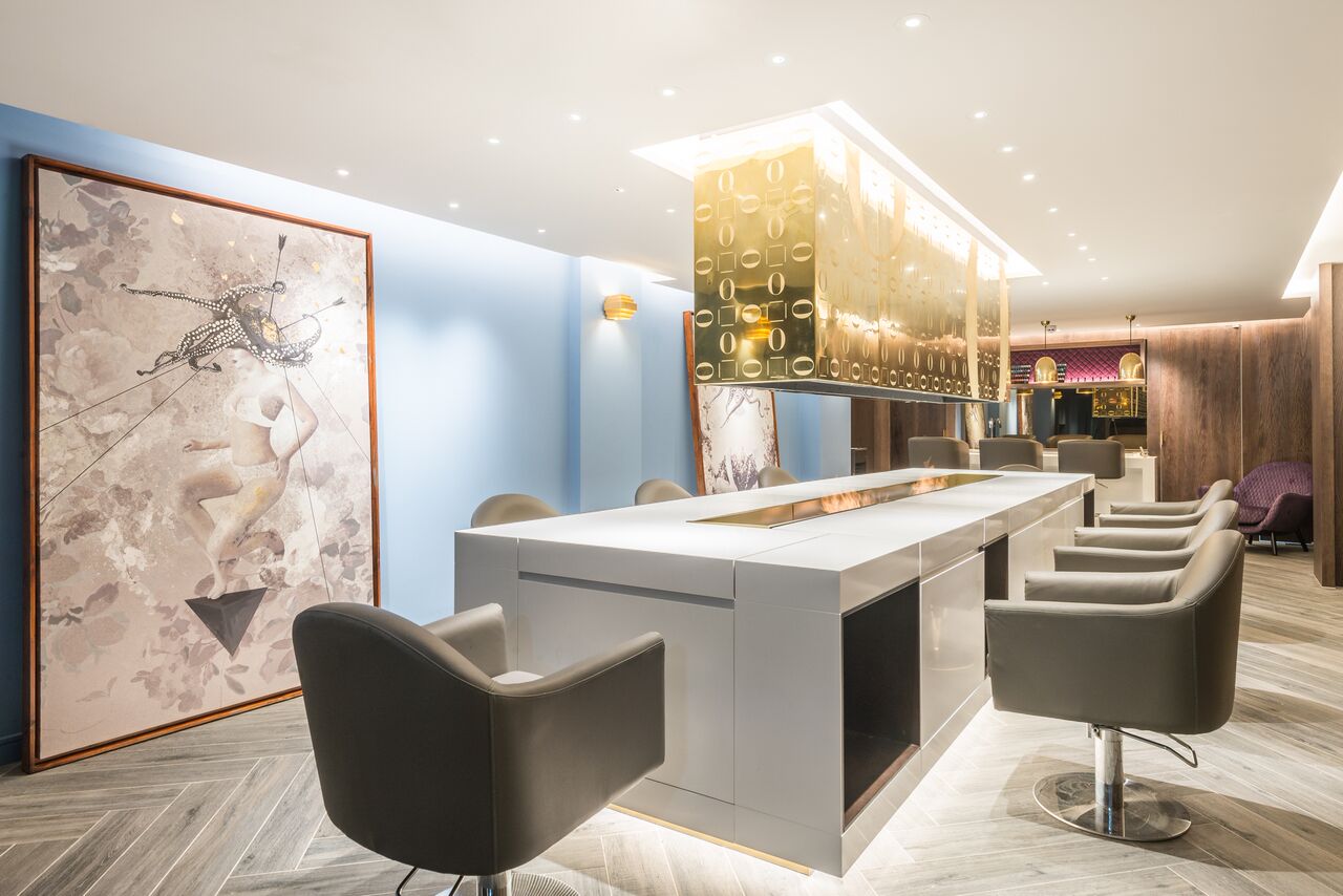 Sleek modern event space at SALON64, ideal for networking and cocktail receptions.