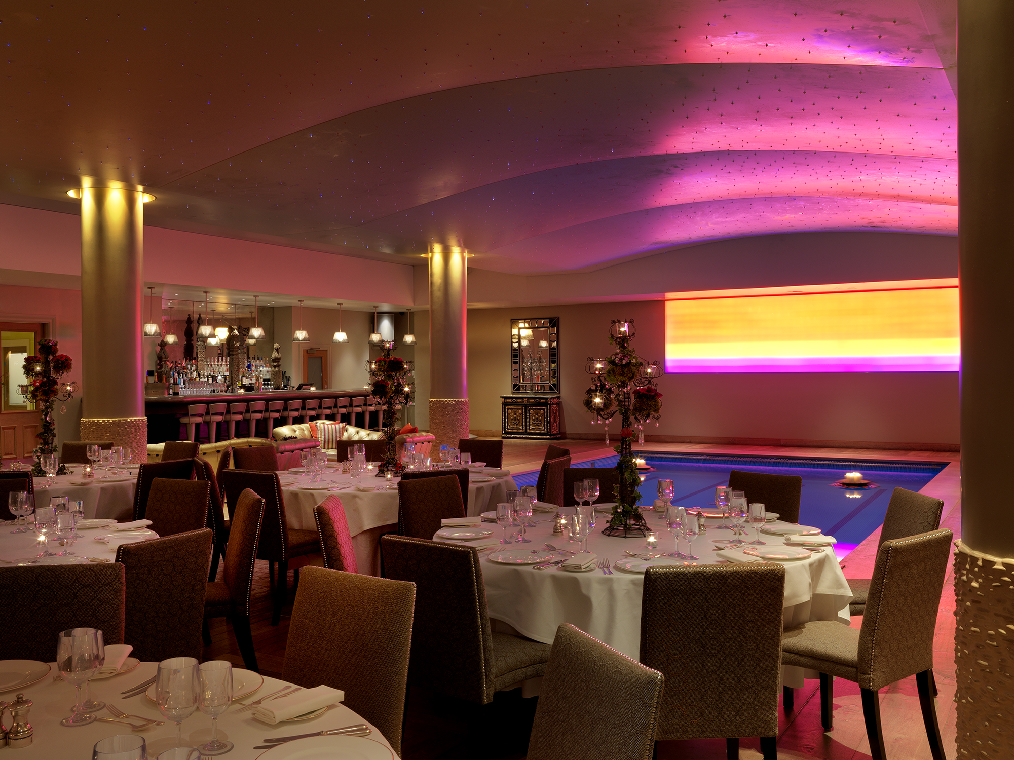 Elegant pool area at Haymarket Hotel, perfect for upscale events and celebrations.