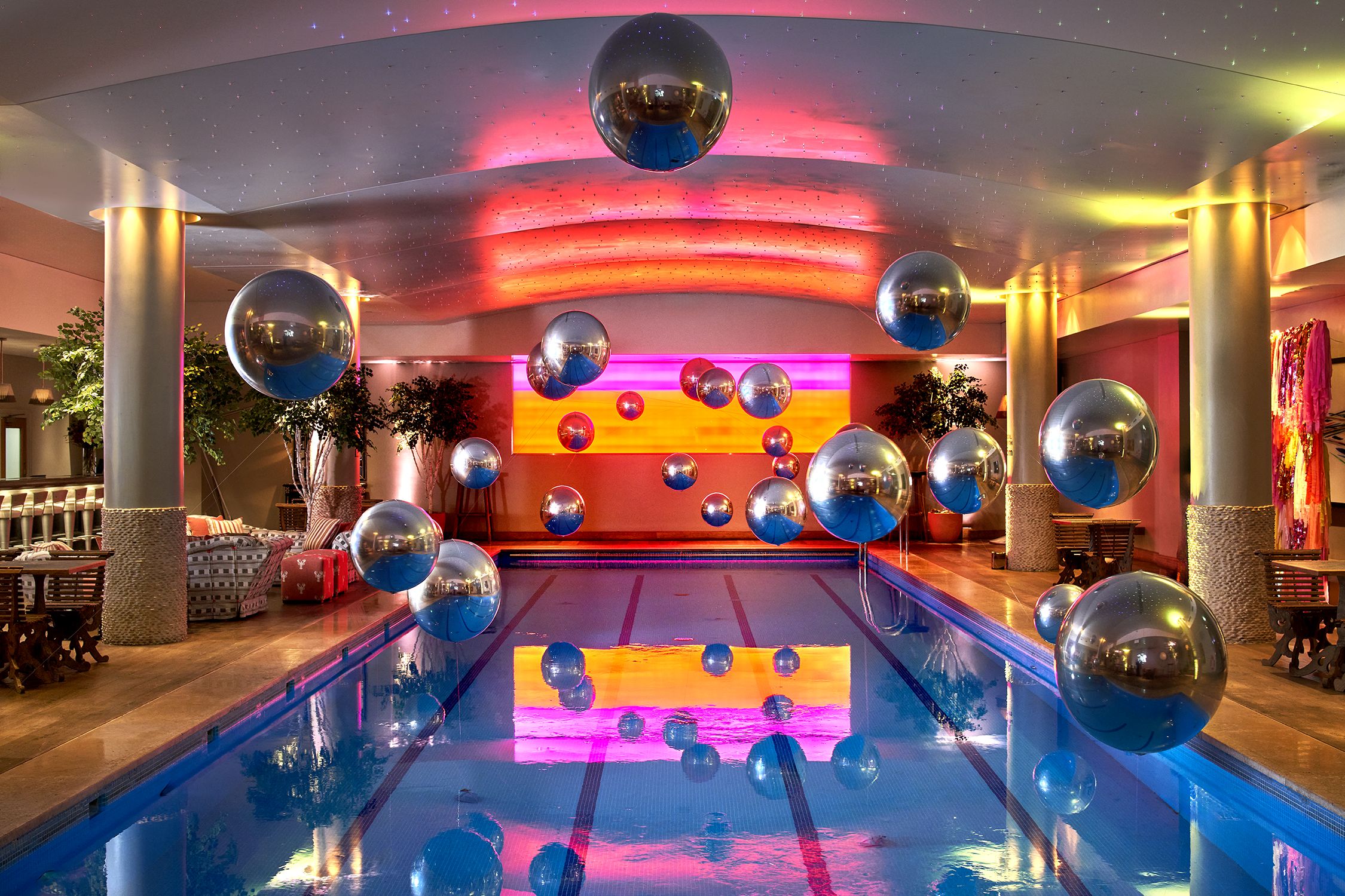 Stylish indoor pool at Haymarket Hotel, perfect for upscale events and cocktail receptions.