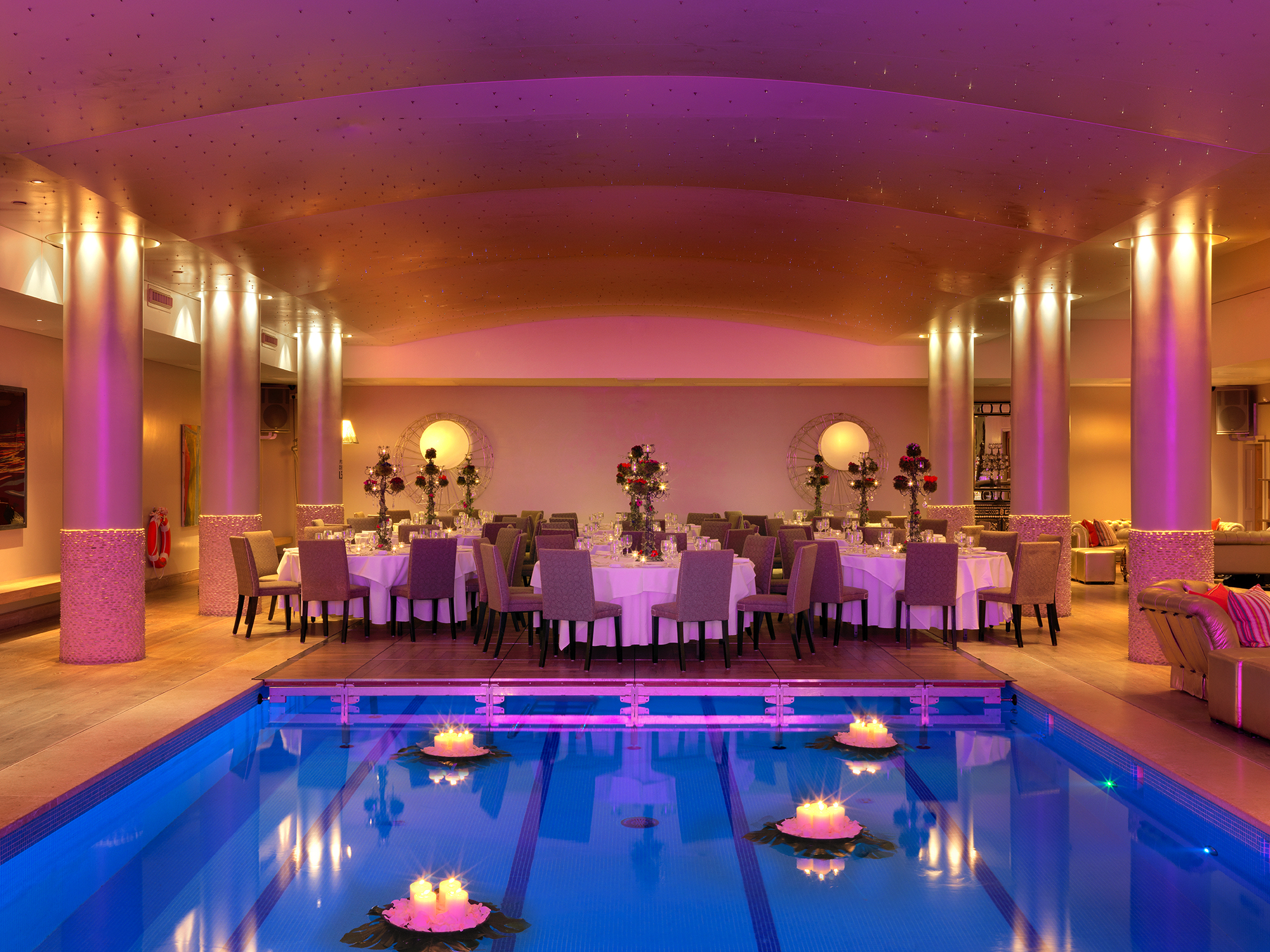 Elegant pool area at Haymarket Hotel, perfect for upscale events and intimate celebrations.