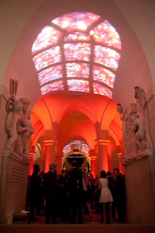 Nelson Chamber in St. Paul's Cathedral, elegant event space with dramatic lighting and projections.