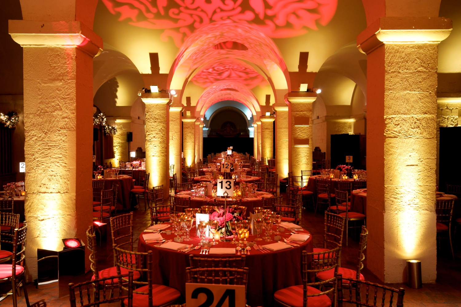 Elegant event space in St. Paul's Cathedral with sophisticated table settings for celebrations.