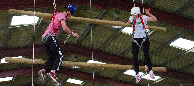High ropes course team-building activity in South of England Event Centre.