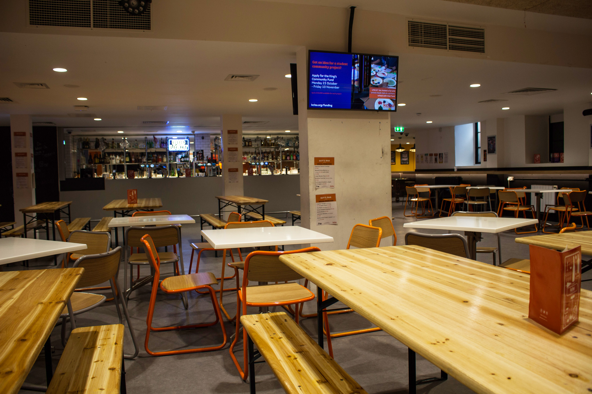 Versatile event space at Guy's Bar London with modern decor for networking and meetings.