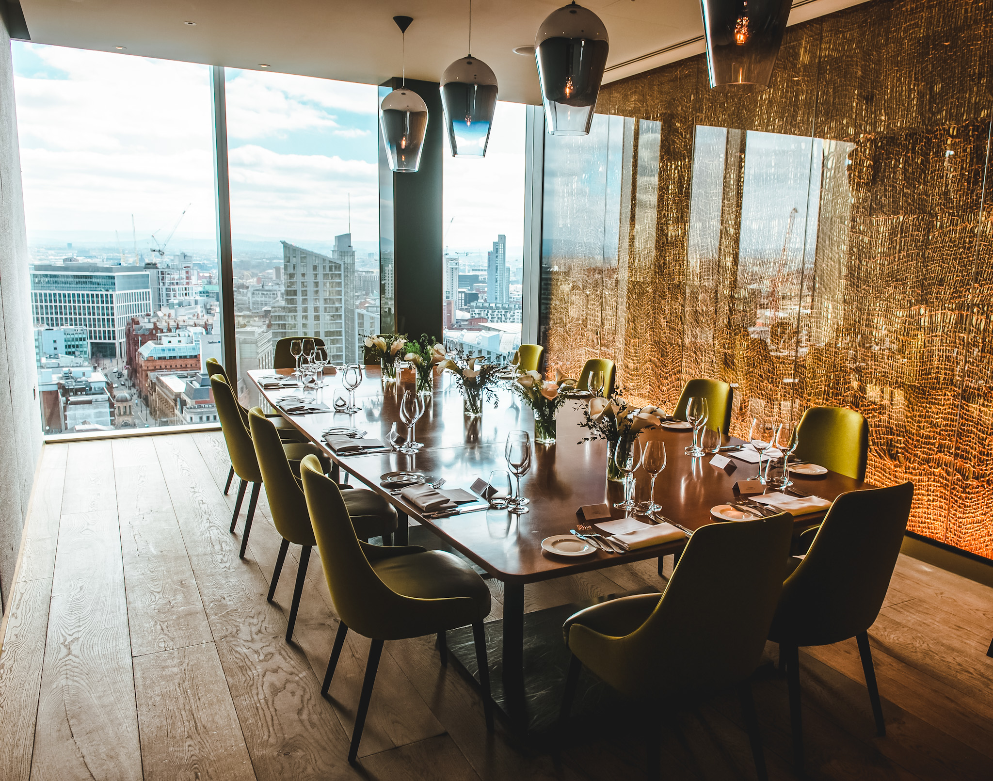 Sophisticated meeting space with panoramic city view at 20 Stories Restaurant.