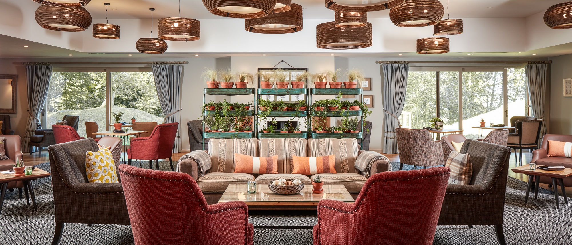 Stylish lounge at The Cabin in The Fish Hotel, ideal for networking events and meetings.