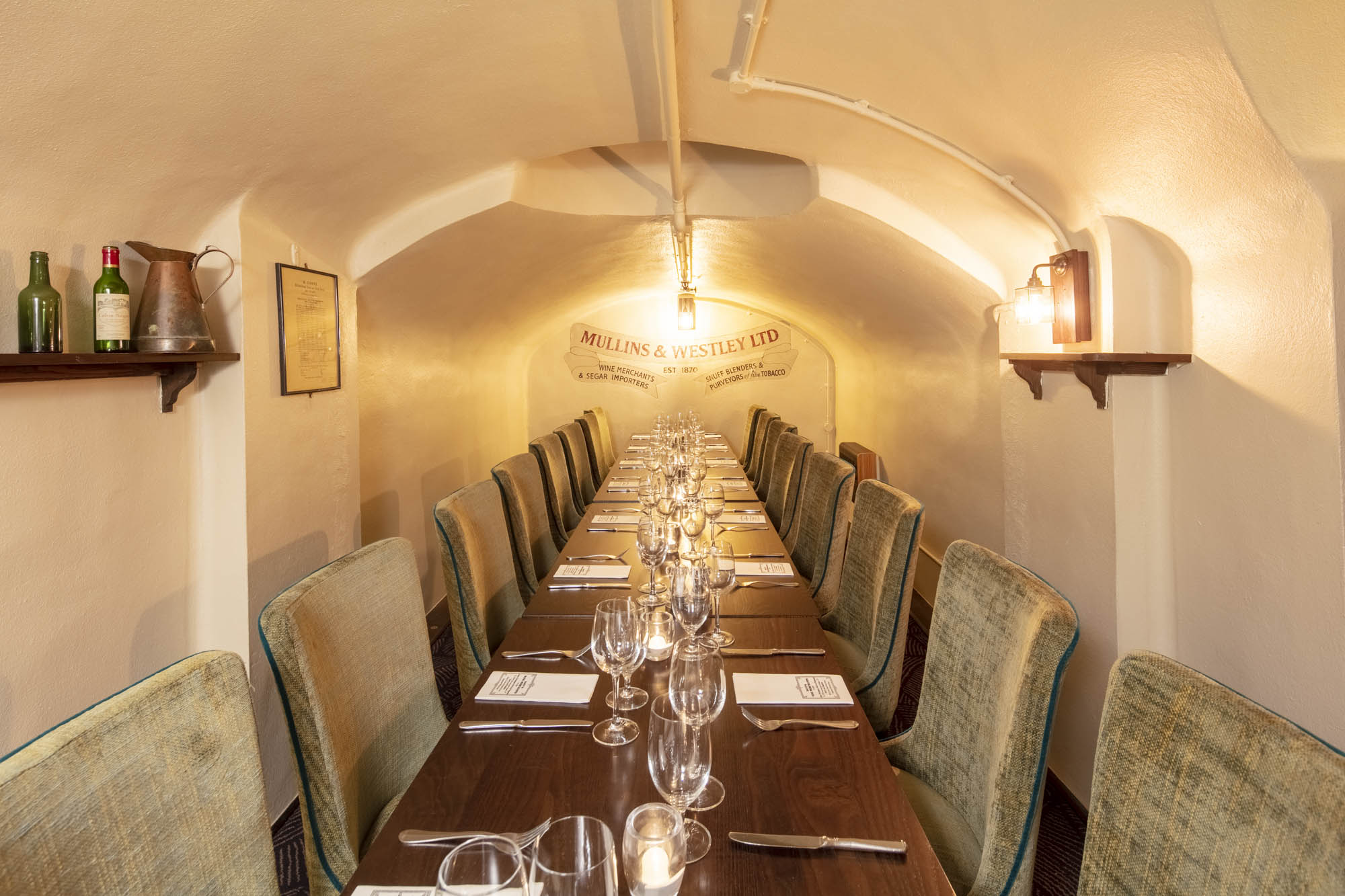 Intimate dining space at Market Cellar, Covent Garden for corporate events and gatherings.