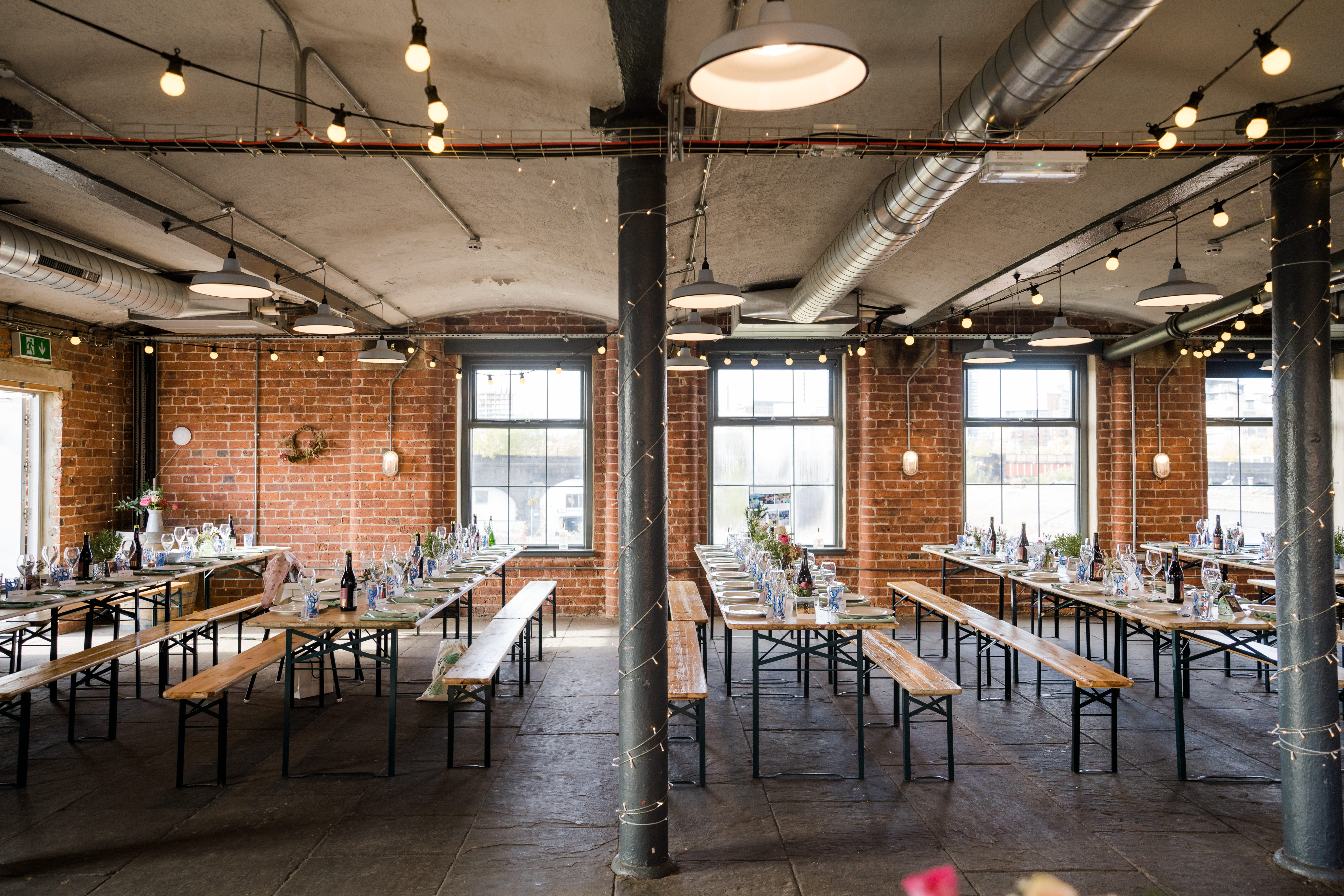 Versatile event space with rustic charm, ideal for weddings and corporate functions.