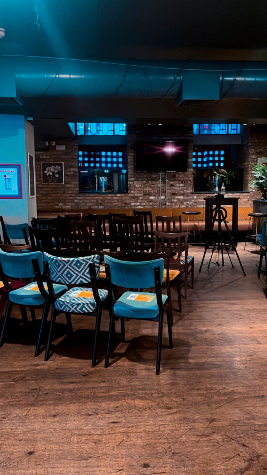 Cellar Bar at The Tokenhouse: colorful seating for meetings and events in a modern space.