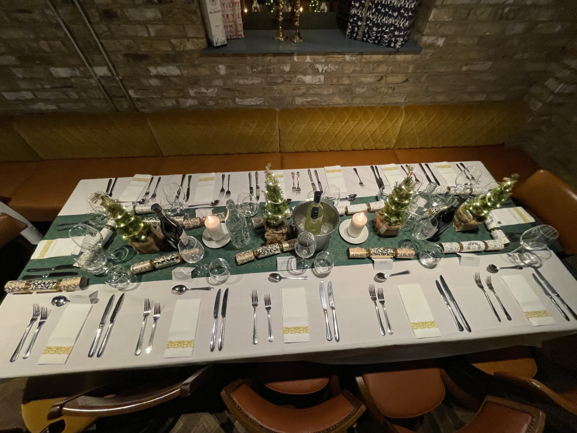 Elegant dining table setup at Cellar Bar, perfect for corporate events and holiday celebrations.