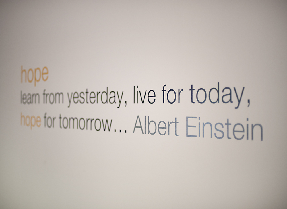 Inspirational quote by Einstein in studio Glasgow for conferences and workshops.