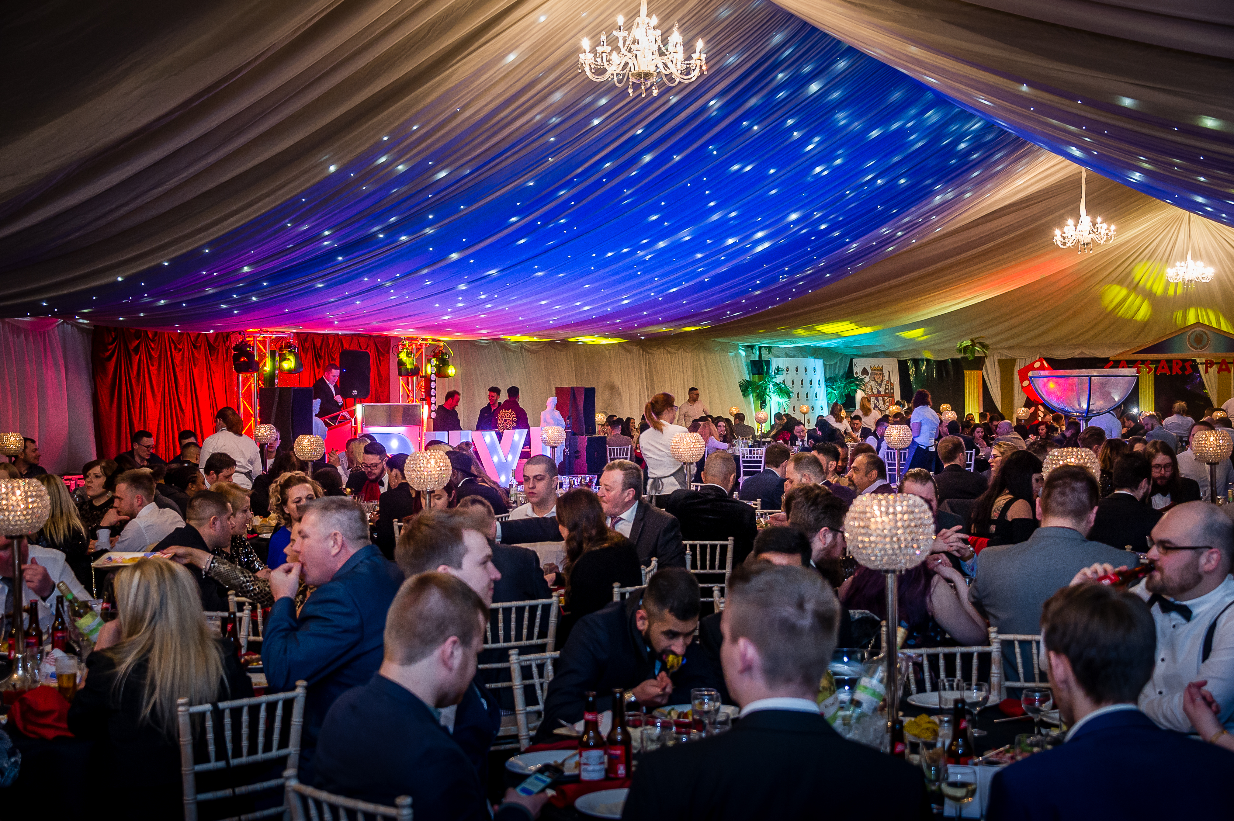 Elegant Marquee in Hilton Hall, perfect for corporate events and celebrations.