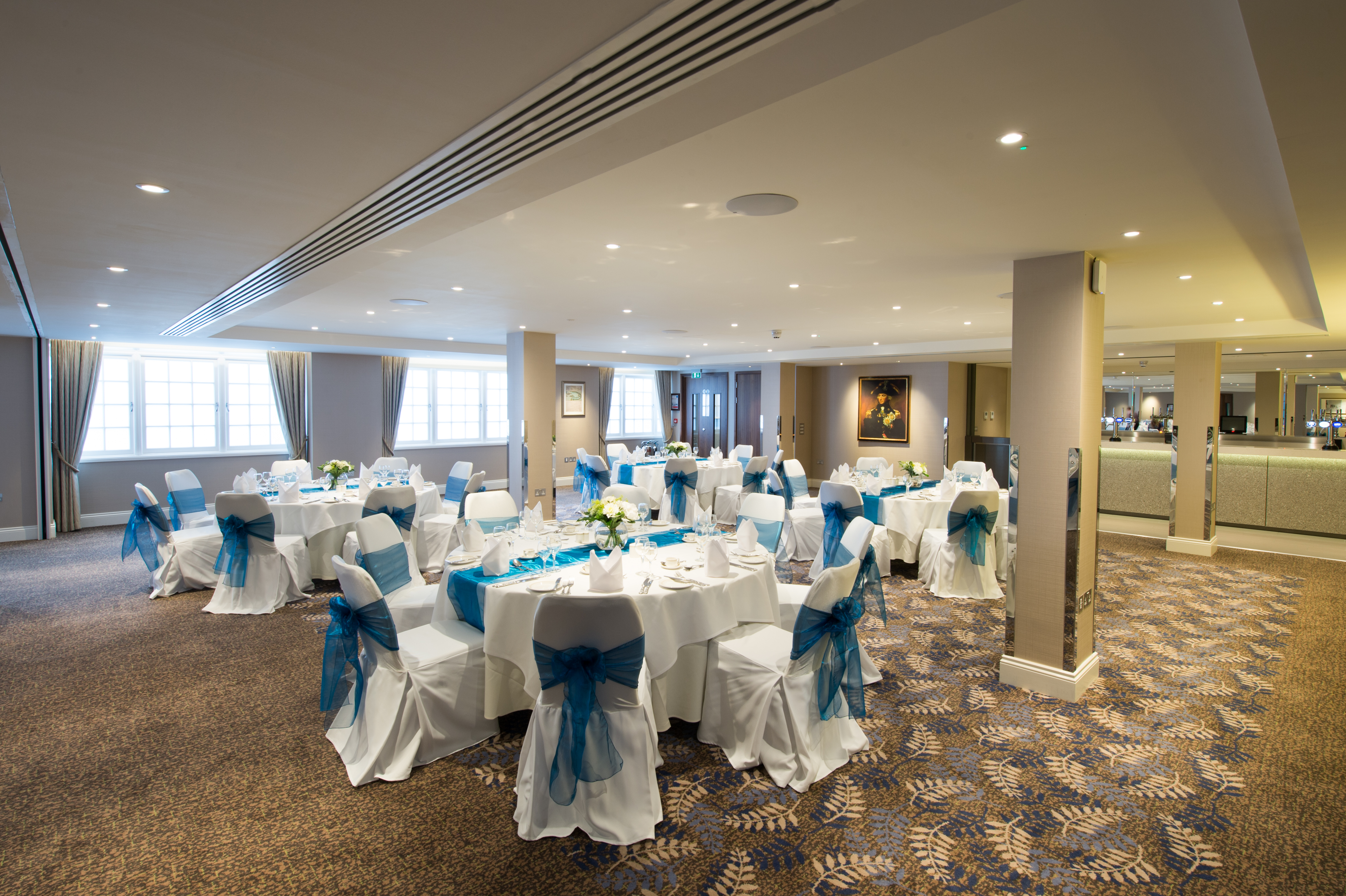 Trafalgar Room at Victory Services Club, elegant event space for corporate meetings and celebrations.