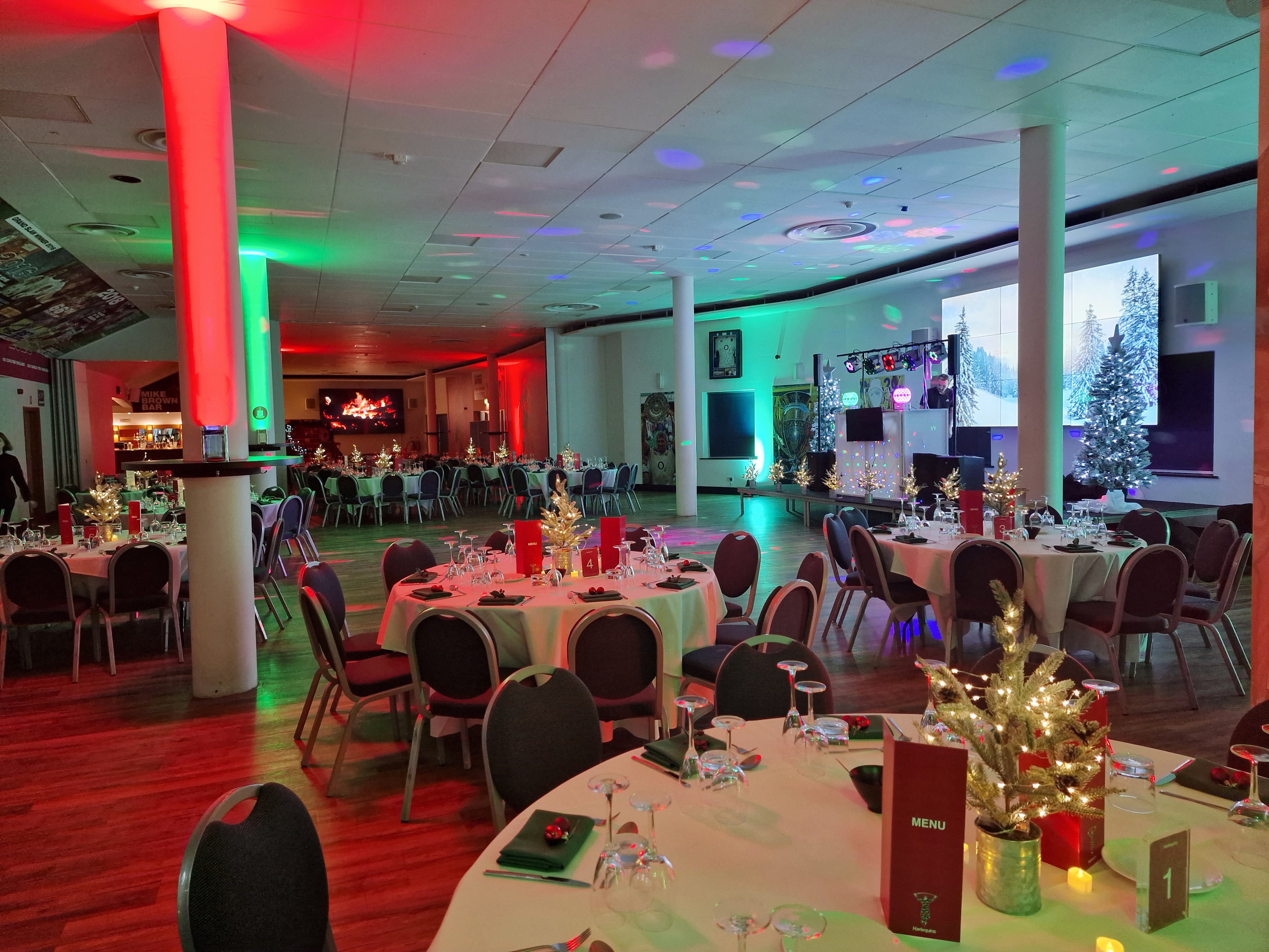 Elegant event space at Twickenham Stoop Stadium, perfect for festive gatherings.