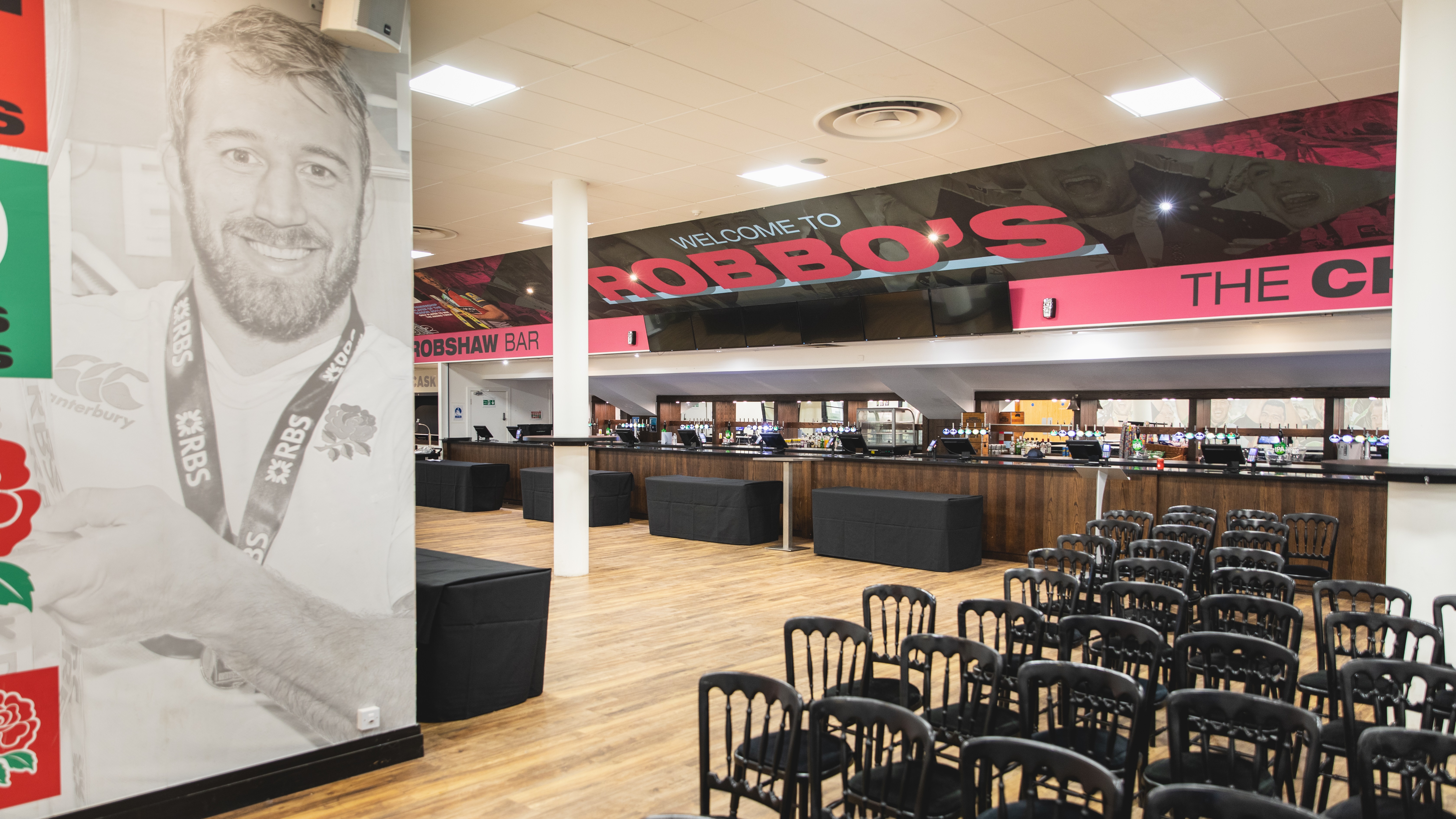 Chris Robshaw Bar at Twickenham Stoop Stadium, versatile event space for gatherings and meetings.
