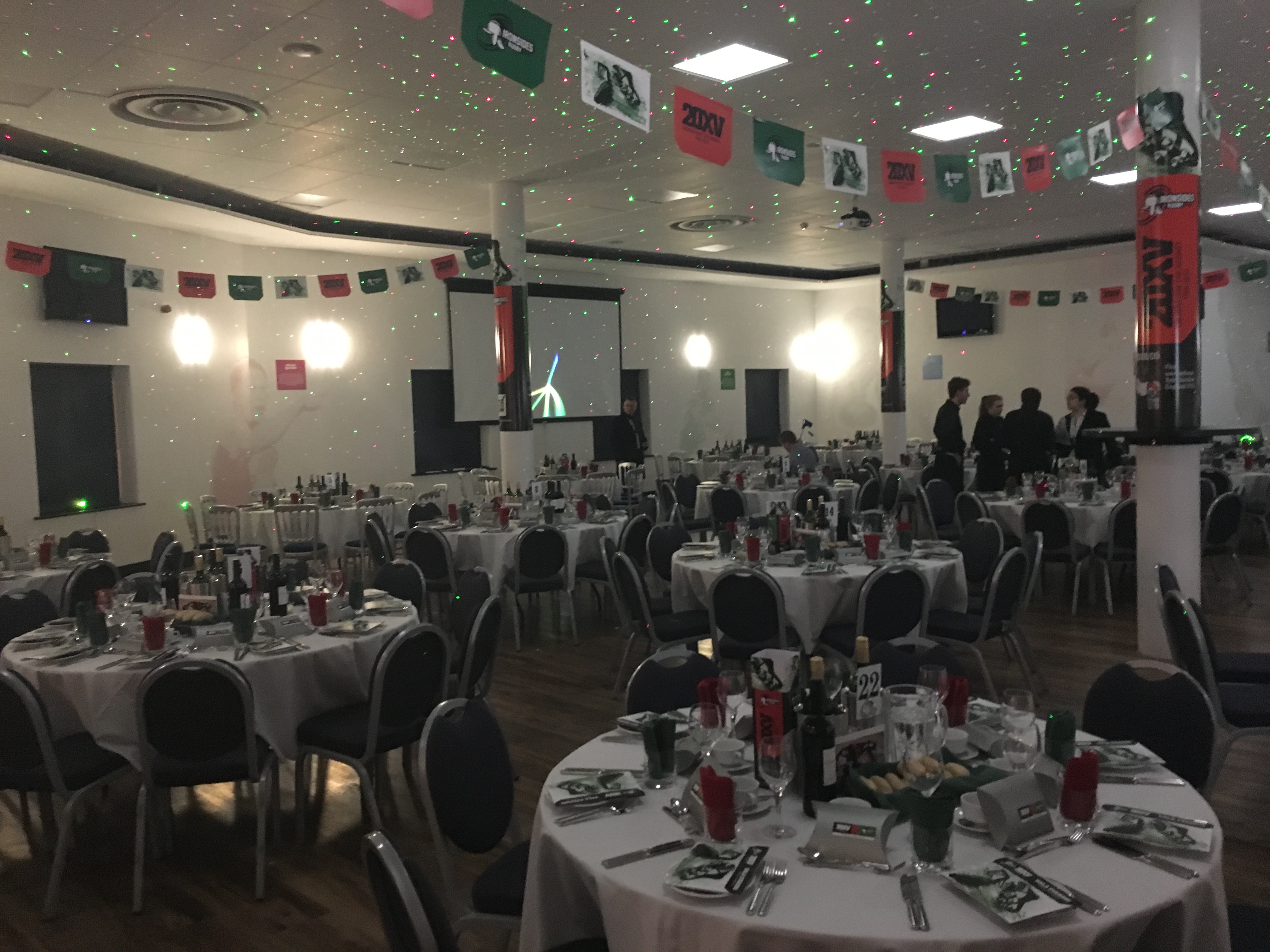 Chris Robshaw at Twickenham Stoop, elegant event setup for formal gathering.