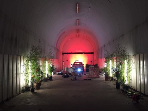 TESTBED1 event space in The Doodle Bar Bermondsey with industrial decor and bamboo plants.