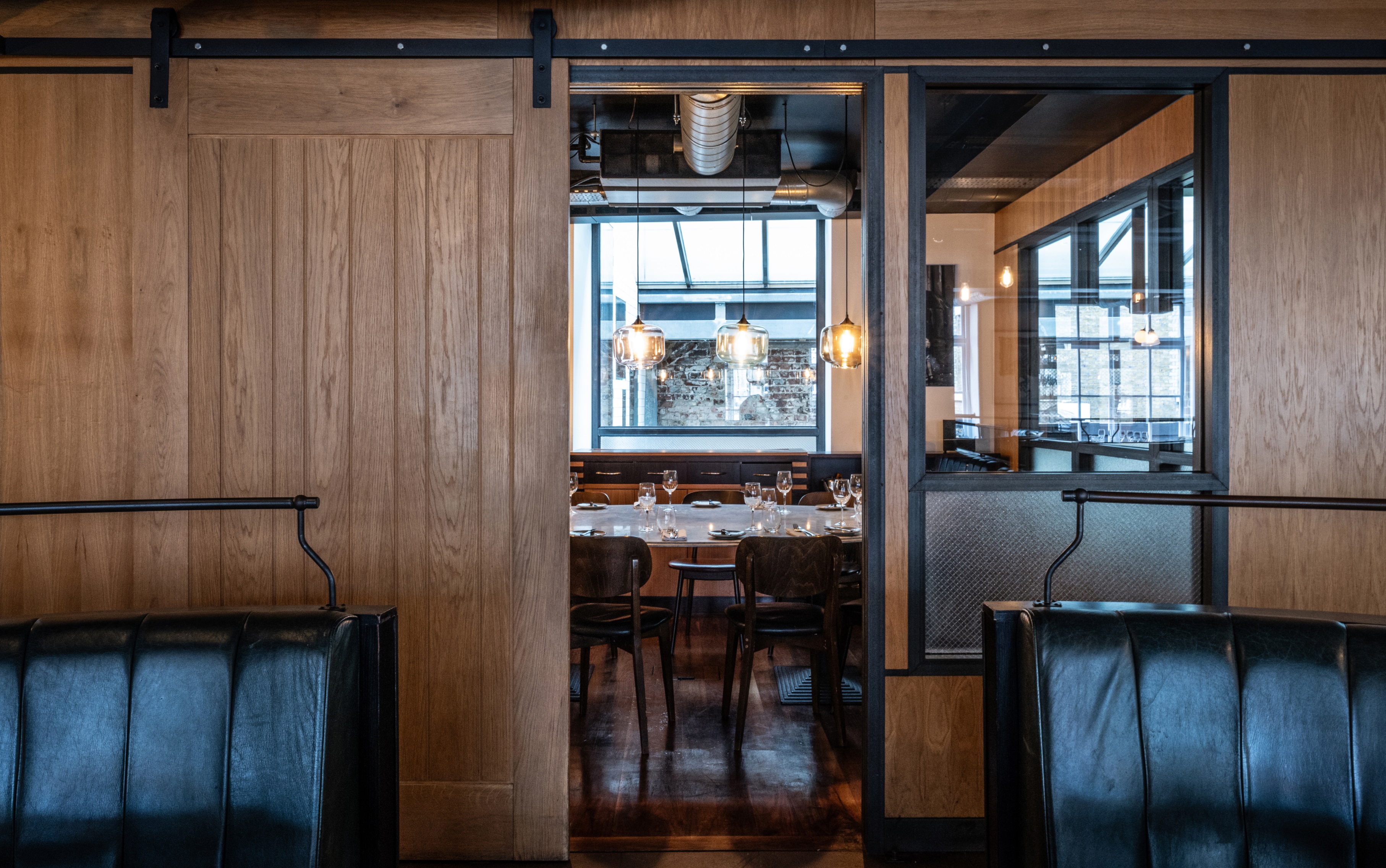 Private dining room at Heddon Street Kitchen, modern space for intimate gatherings and events.
