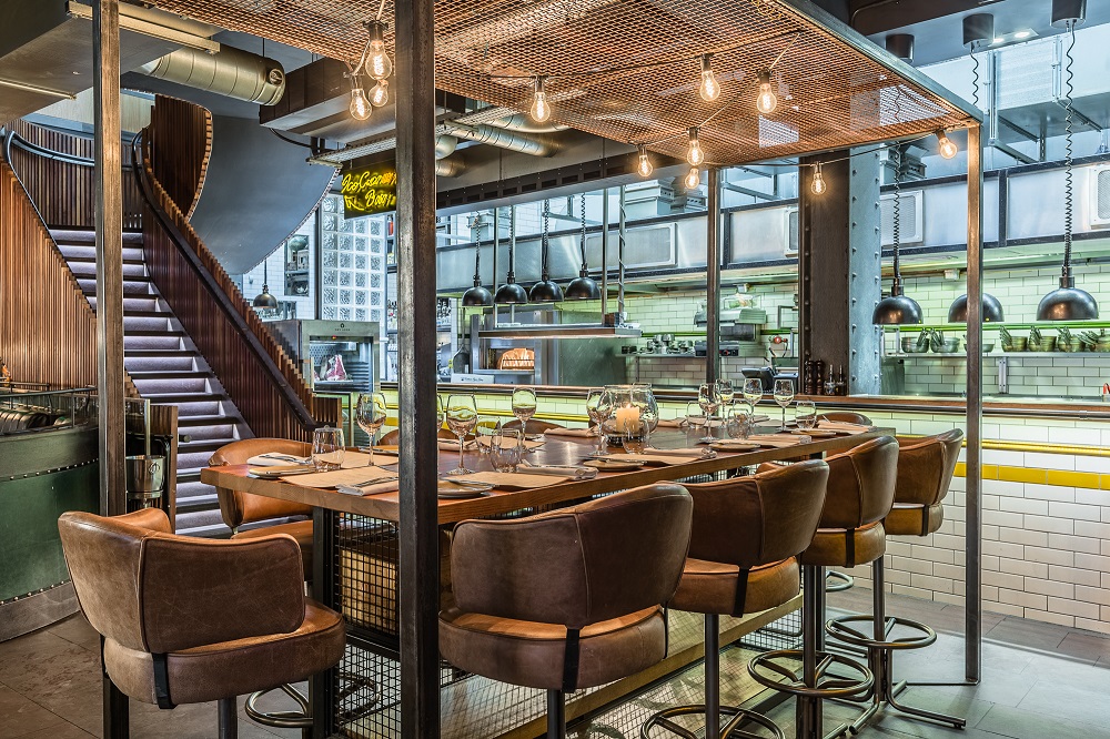 Modern kitchen table in Heddon Street Kitchen, perfect for private events and corporate dinners.