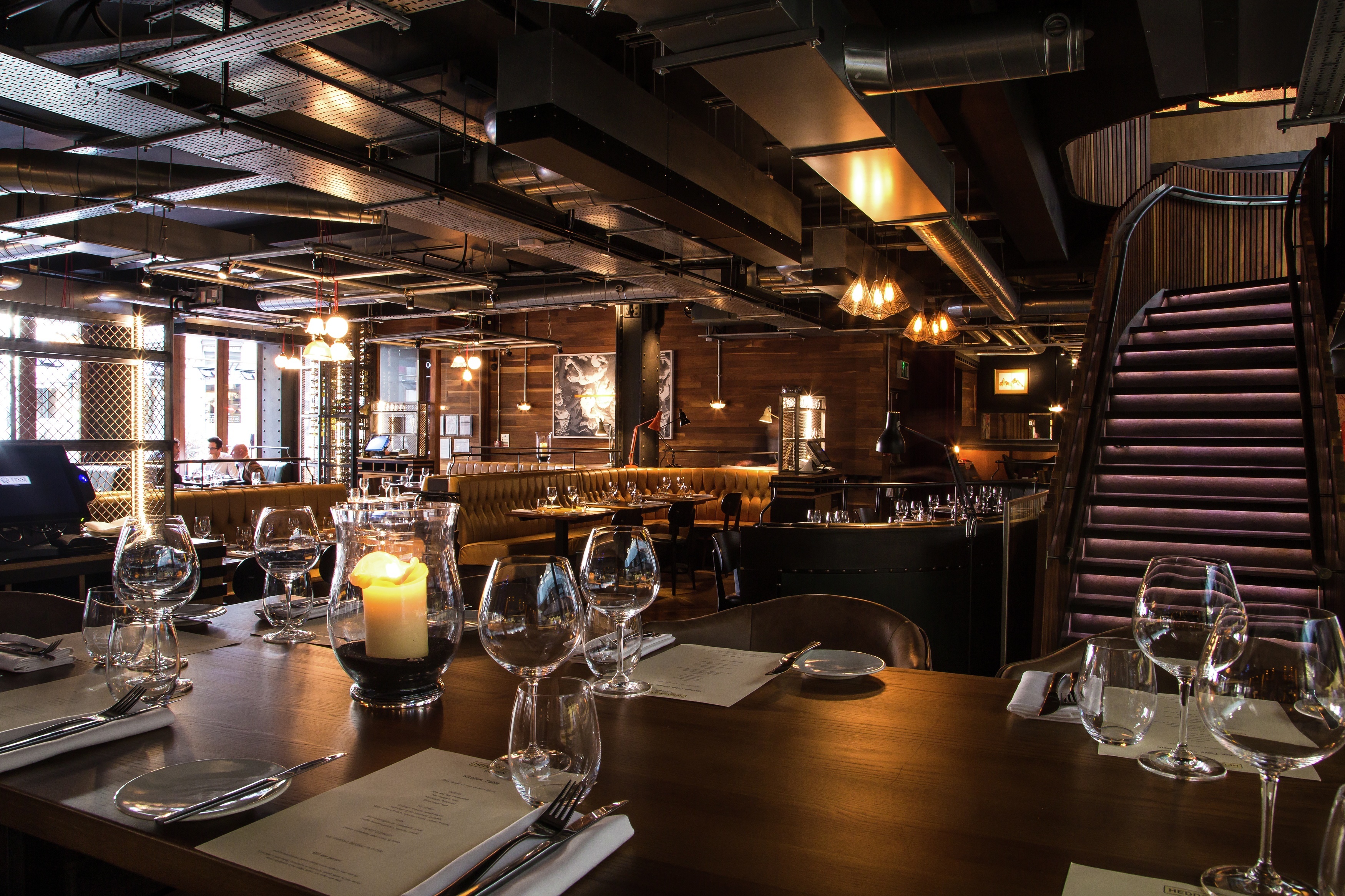 Stylish kitchen table in Heddon Street Kitchen, perfect for corporate dinners and events.