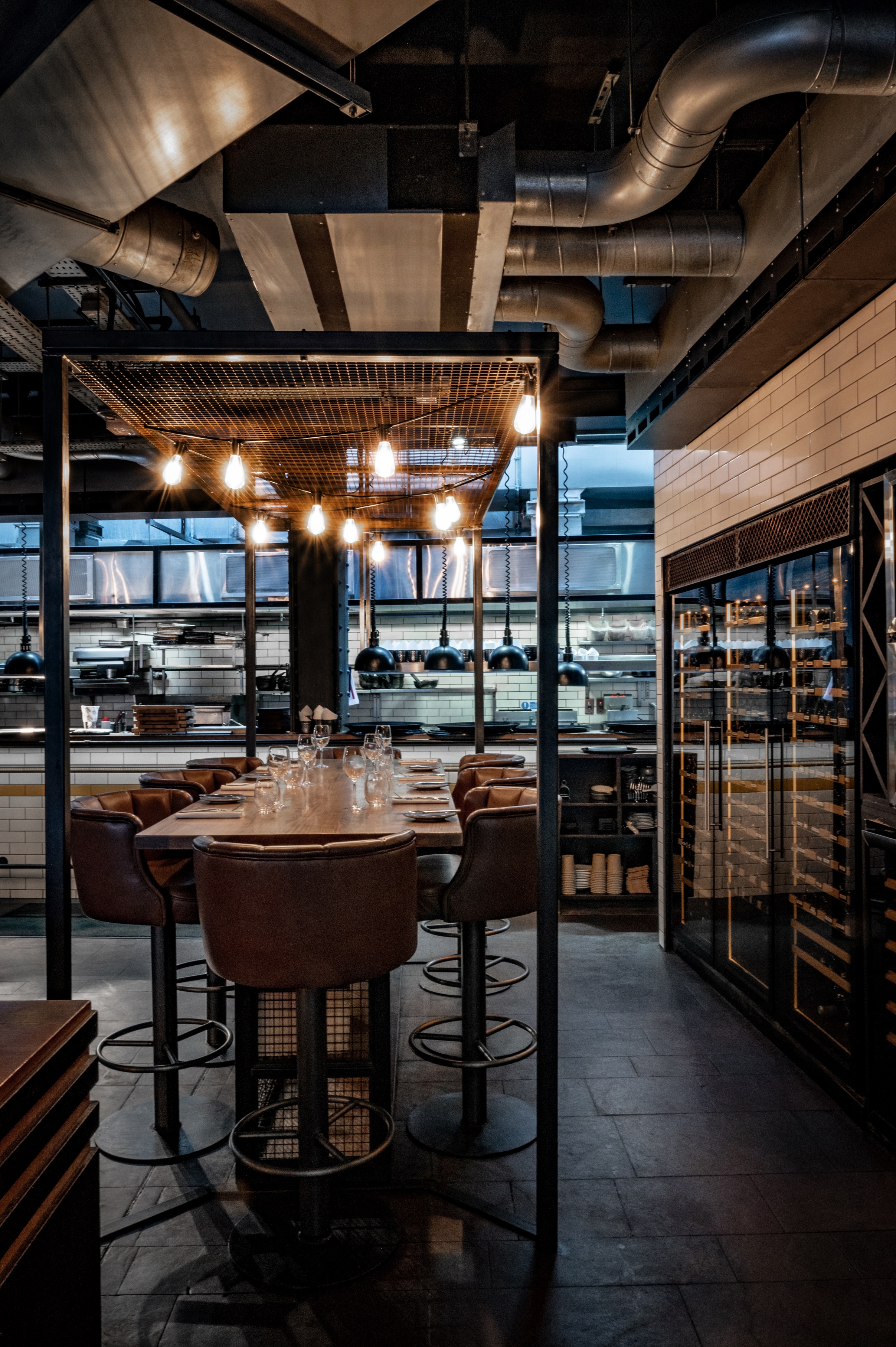 Stylish kitchen table in Heddon Street Kitchen for intimate gatherings and corporate dinners.