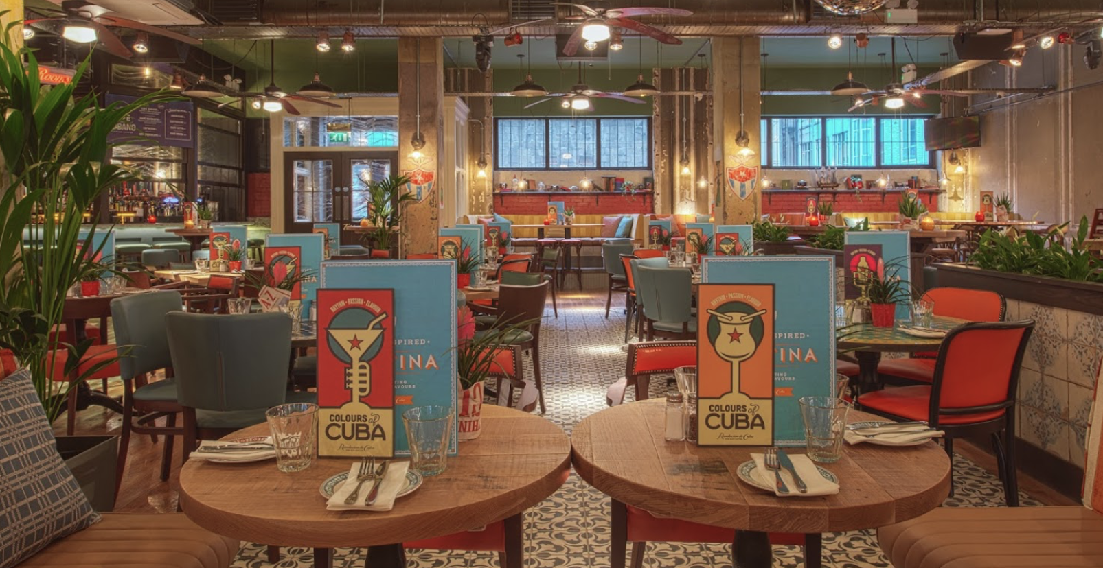 Vibrant event venue in Revolucion de Cuba Glasgow with colorful decor and flexible seating.
