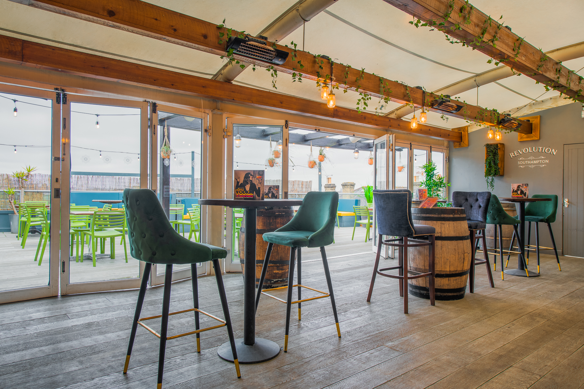 Sky Bar in Revolution Southampton: modern event space with natural light, ideal for gatherings.