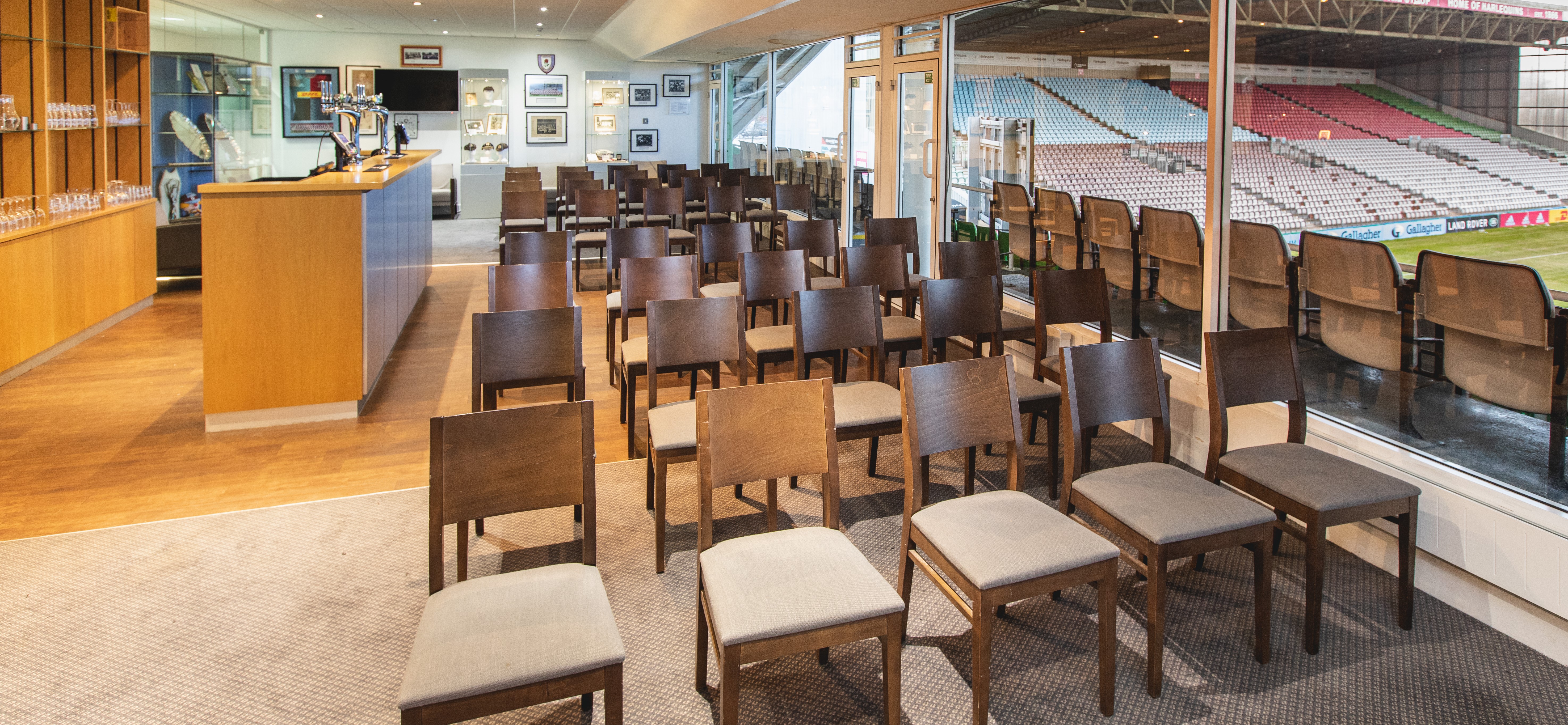 Trustees Lounge at Twickenham Stoop Stadium, ideal for corporate events and meetings.