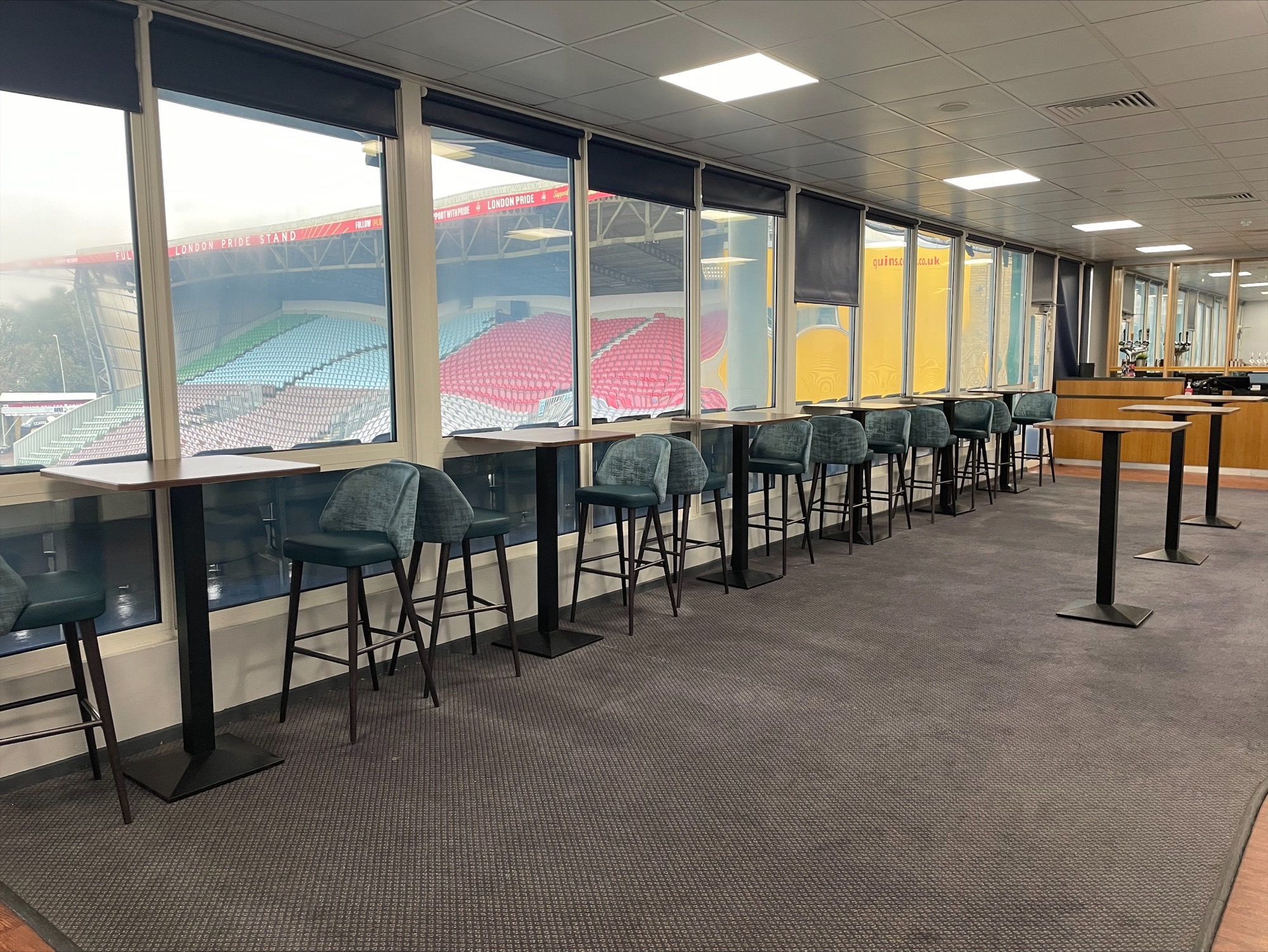 Sleek 1866 Lounge at Twickenham Stoop, perfect for VIP receptions and networking events.