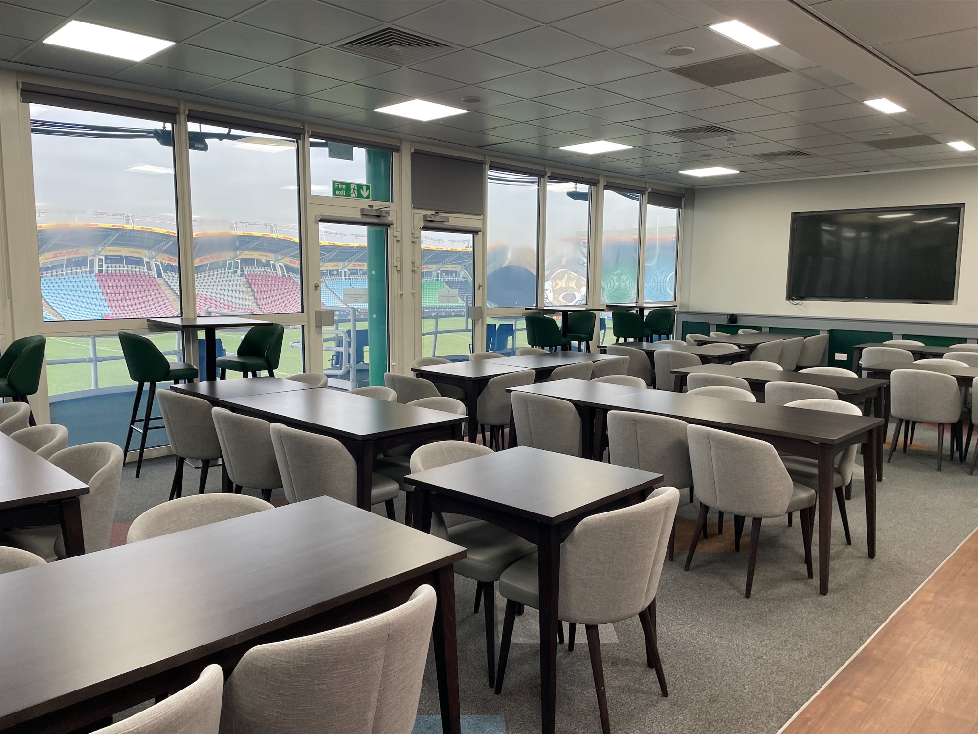 Jason Leonard Lounge at Twickenham Stoop, modern meeting space for corporate events and gatherings.