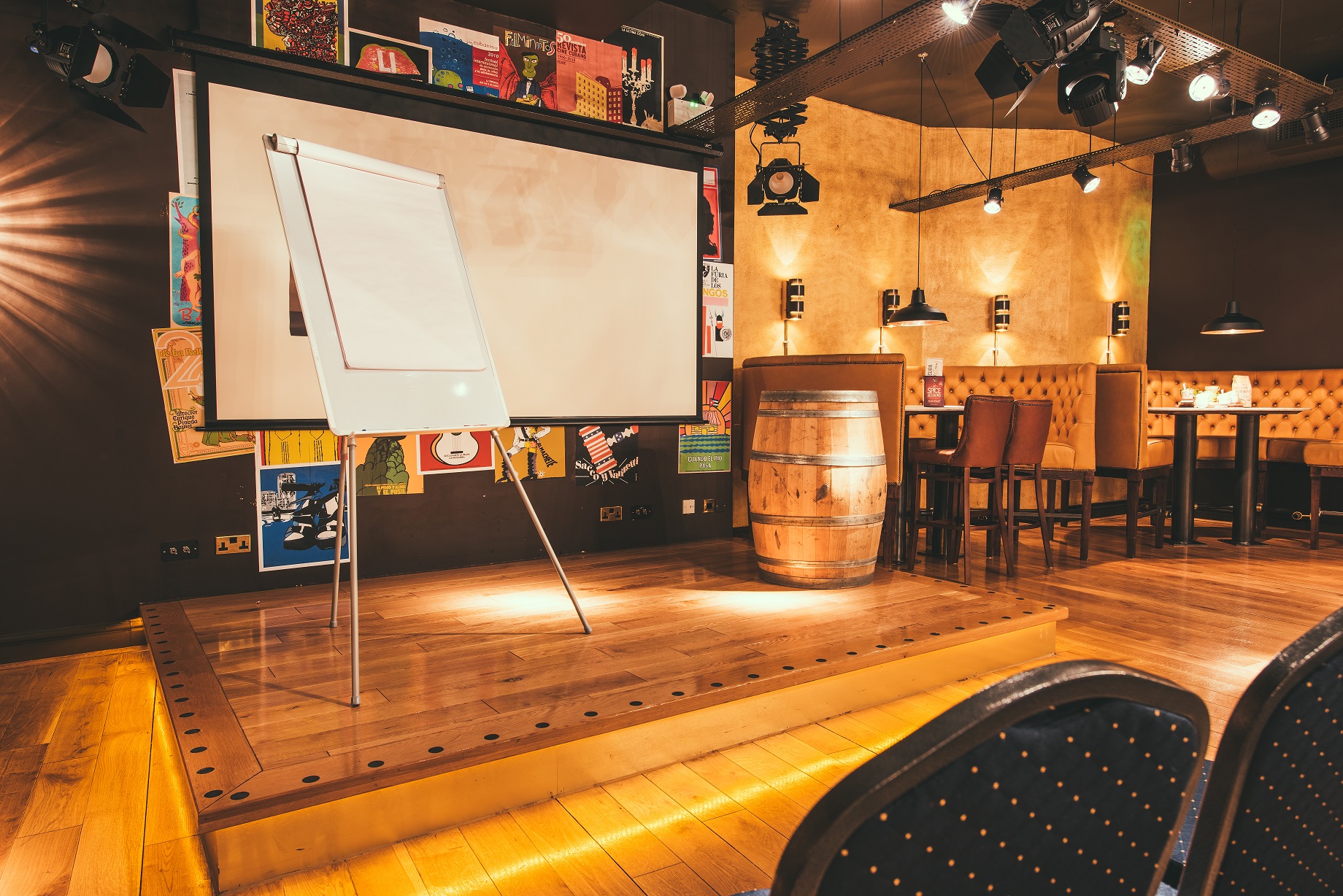 Casa De La Musica Nottingham event space with stage, ideal for workshops and networking.