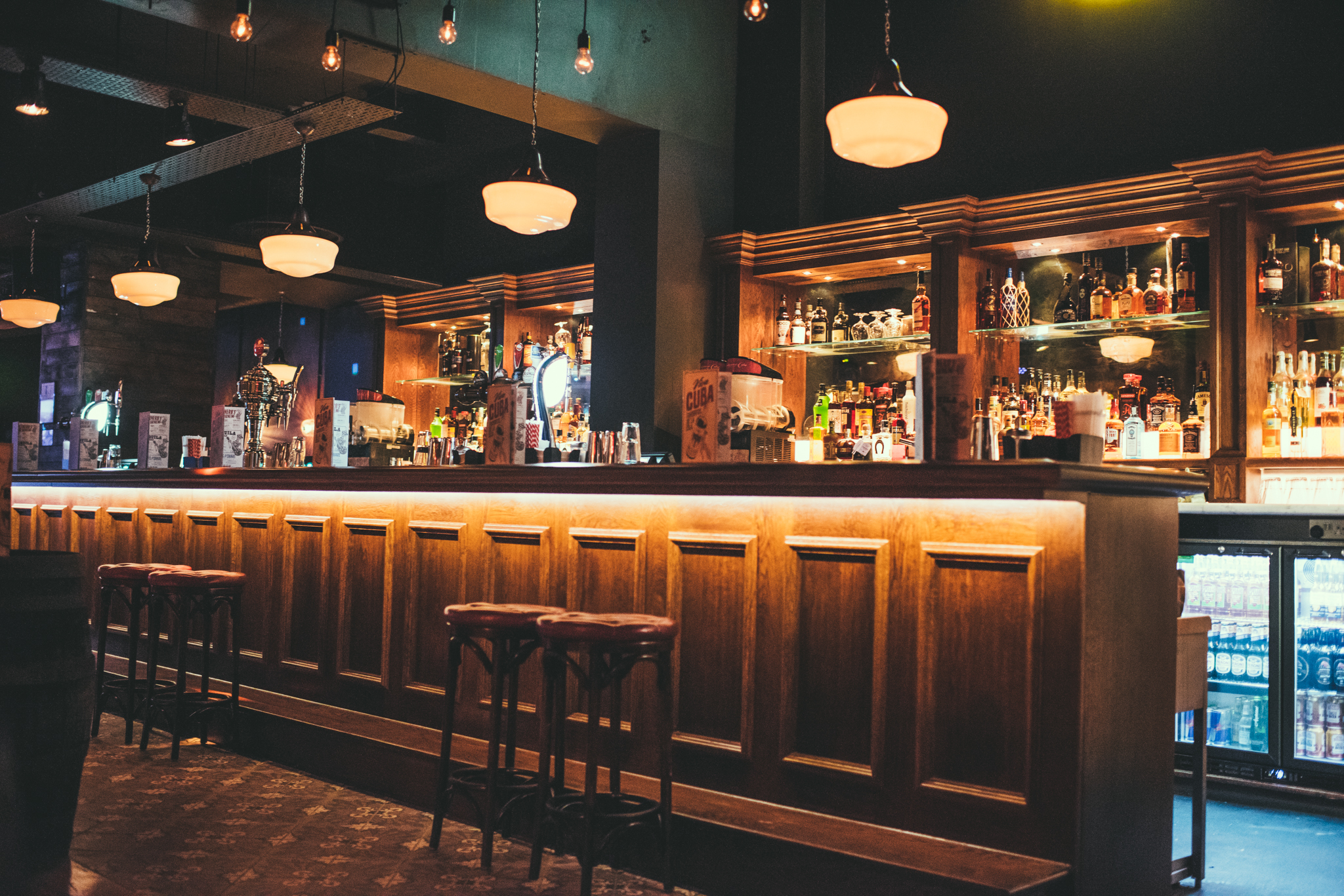 Stylish bar area at Revolucion De Cuba Nottingham for networking events and cocktail receptions.